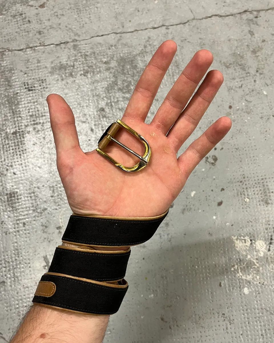 Gucci 2000s Gucci Monogram Golden Buckle Leather Belt Size ONE SIZE - 2 Thumbnail