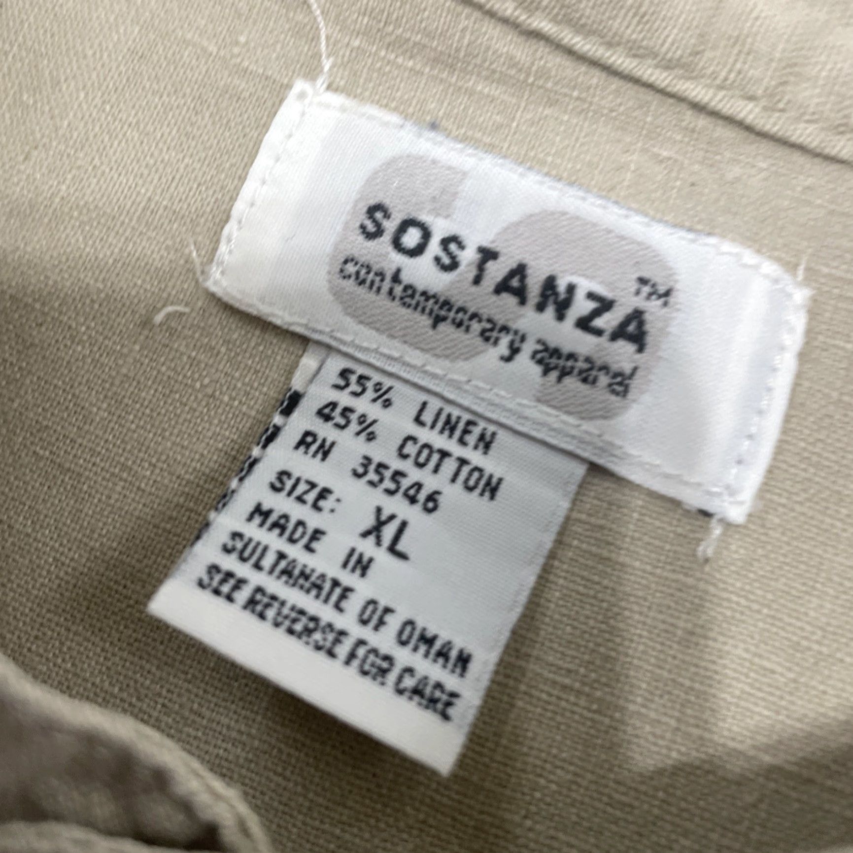 Vintage VINTAGE Sostanza Linen Shirt Men XL Beige No Collar Long Sleeve 90s Size US XL / EU 56 / 4 - 4 Thumbnail