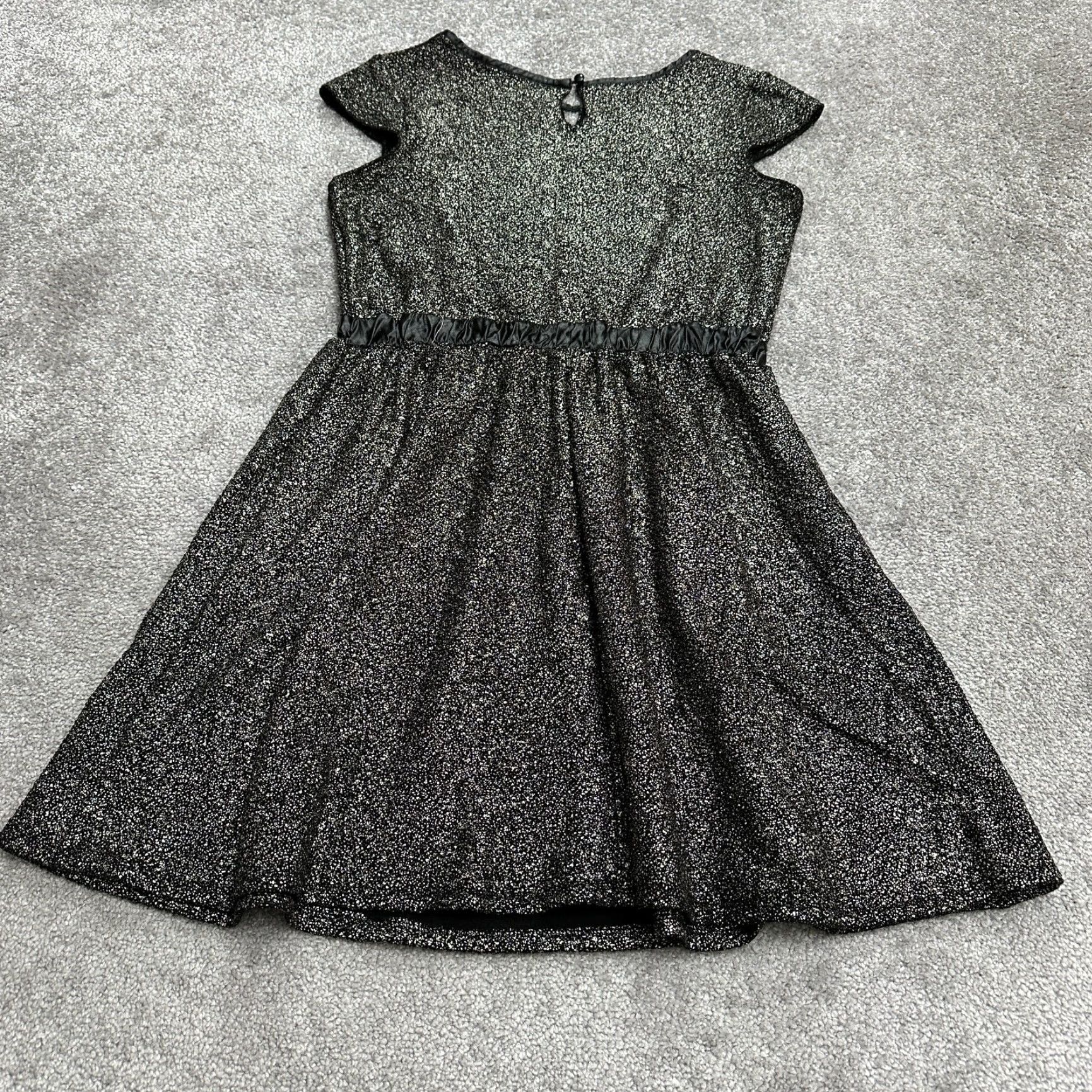 Vintage Xhilaration Dress Juniors XL Black A-Line Cap Sleeve Round Neck Glitters Size XL / US 12-14 / IT 48-50 - 2 Thumbnail