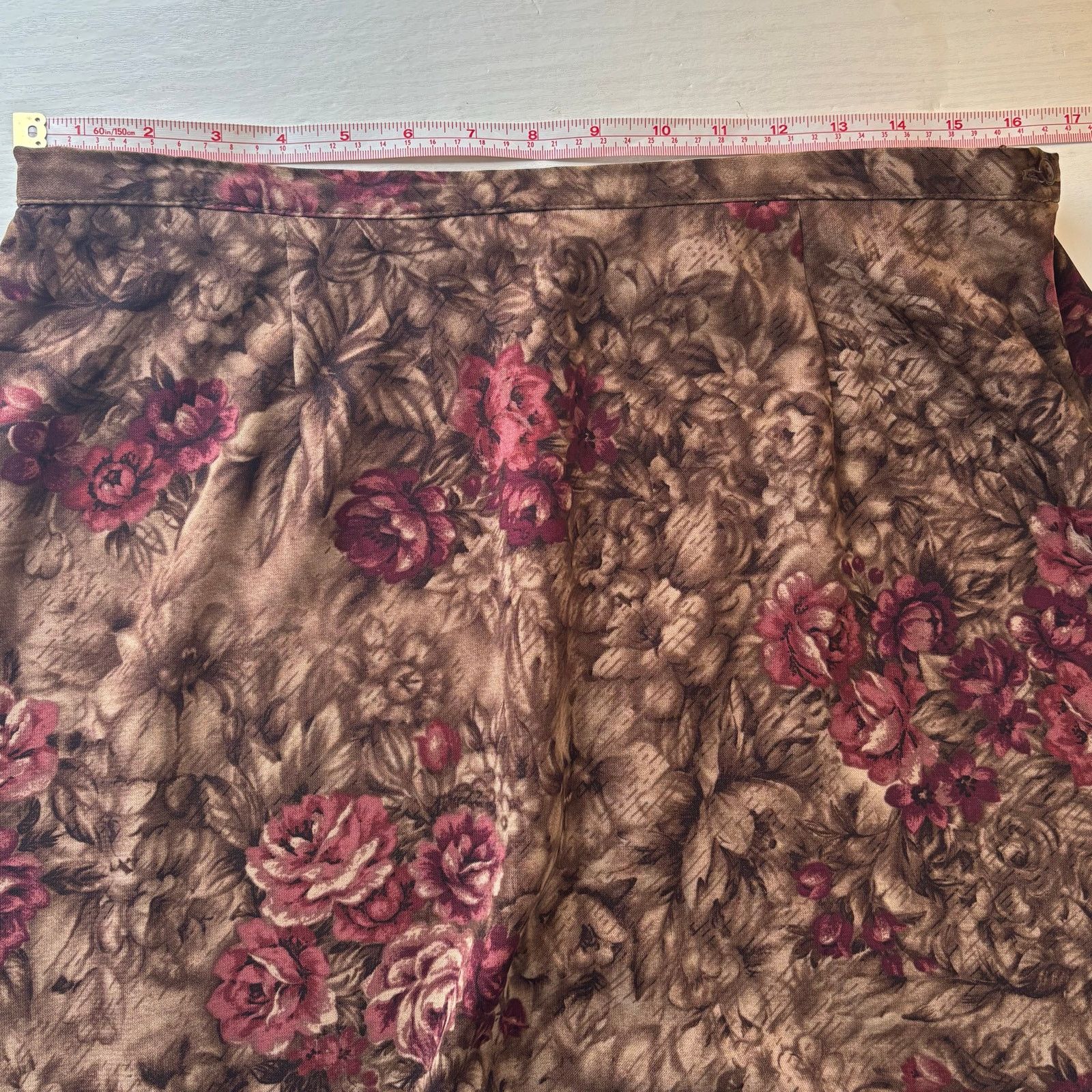 Other Laura Scott Floral Maxi Skirt Brown Vintage Print A-Line Size 33" - 5 Thumbnail