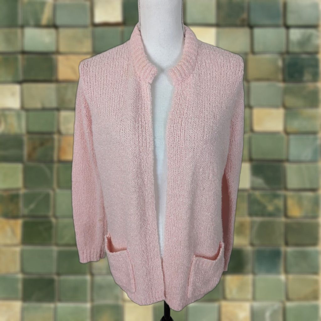 Pinko VINTAGE Pink Sweater Cardigan Womens S6W Open Front 80s 90s Casual Knit Autonomous Size S / US 4 / IT 40 - 1 Thumbnail