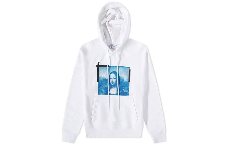 NWT Mona Lisa Print Tape Detail Hoodie - WHITE S