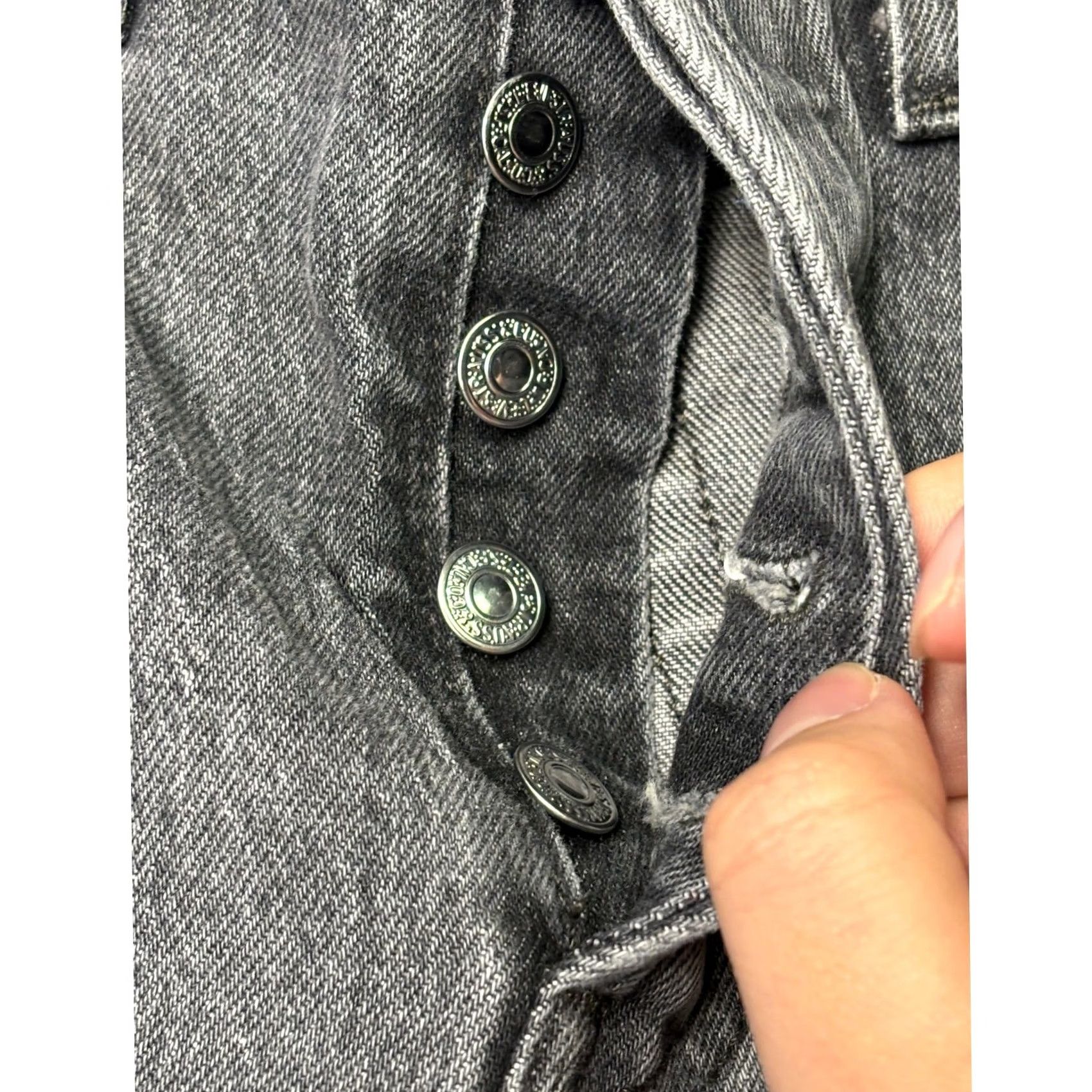 Levi's Levis 501 Original Fit Jeans Womens 25x28 Black High Rise Raw Hem 29502-0191 Size 42" / US 20 - 3 Thumbnail