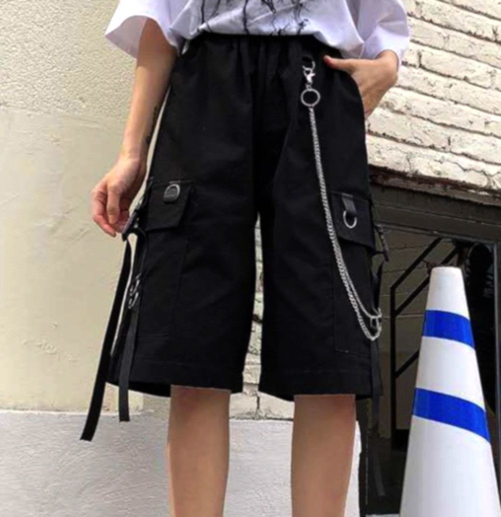 Designer × Japanese Brand × Vintage Stunning Punk Cargo Pockets Metal Chain Hippie Shorts Pants Size US 30 / EU 46 - 2 Thumbnail