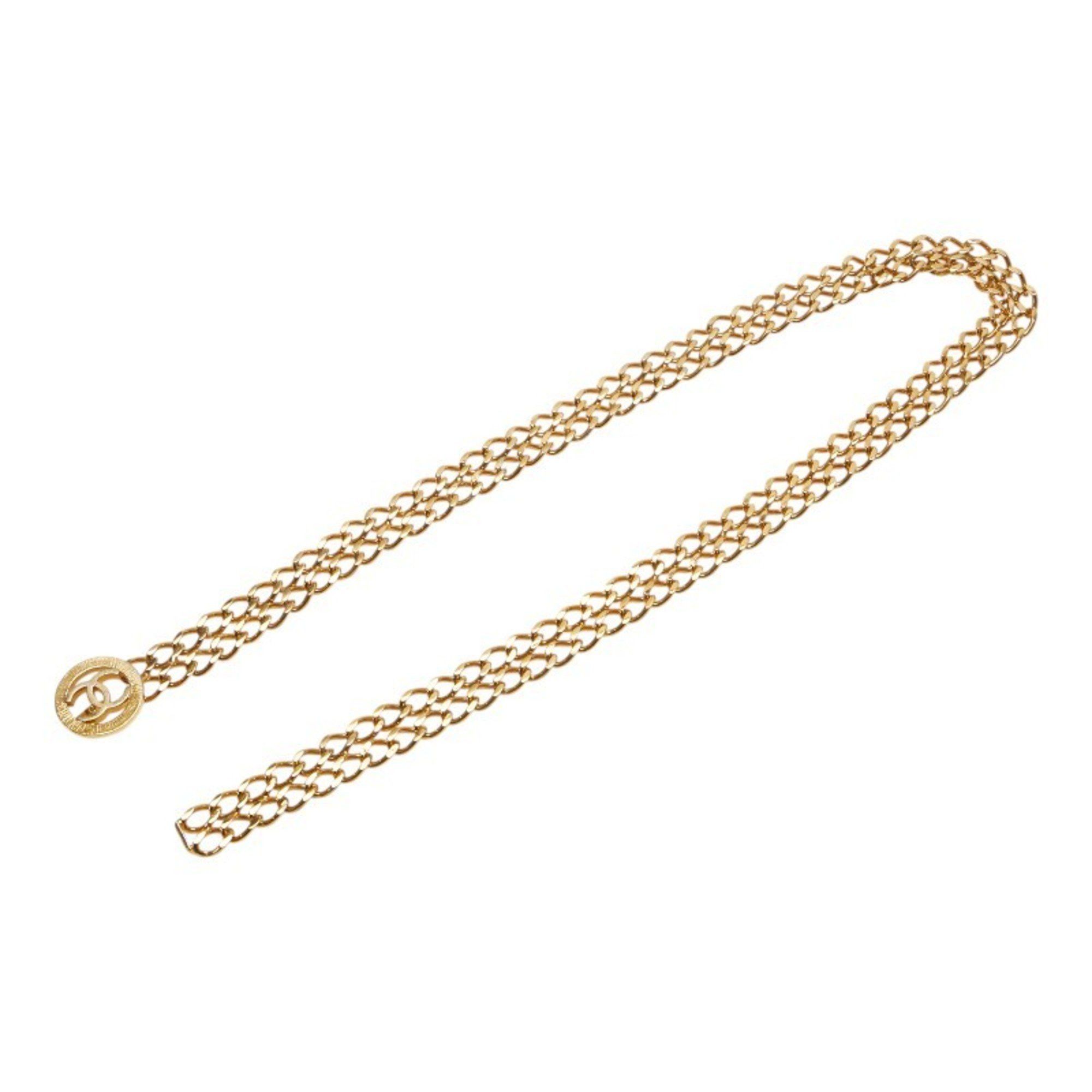 Chanel Coco Mark Belt Double Chain Gold Plated Women's CHANEL