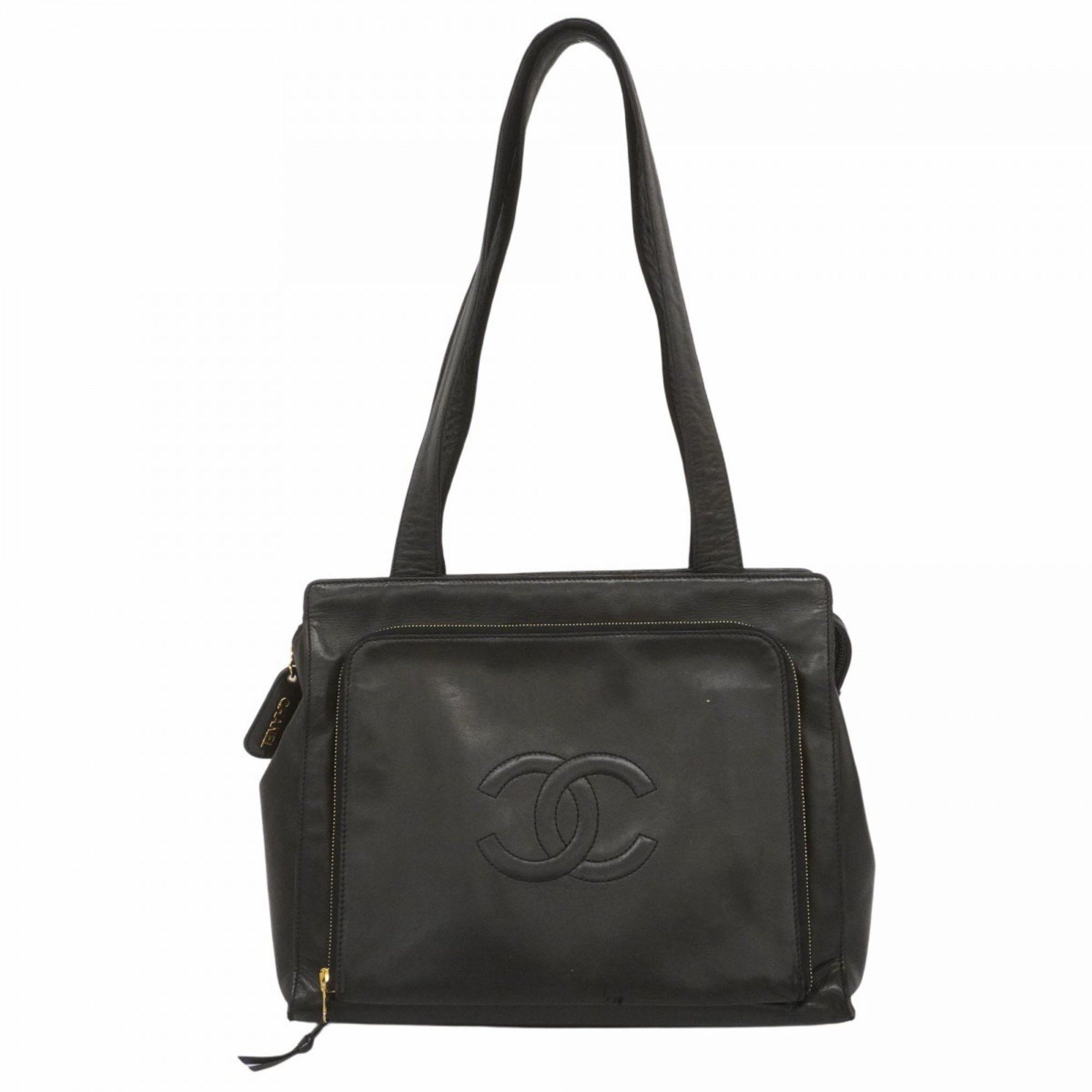 Chanel Tote Bag Lambskin Black Ladies, Women's
