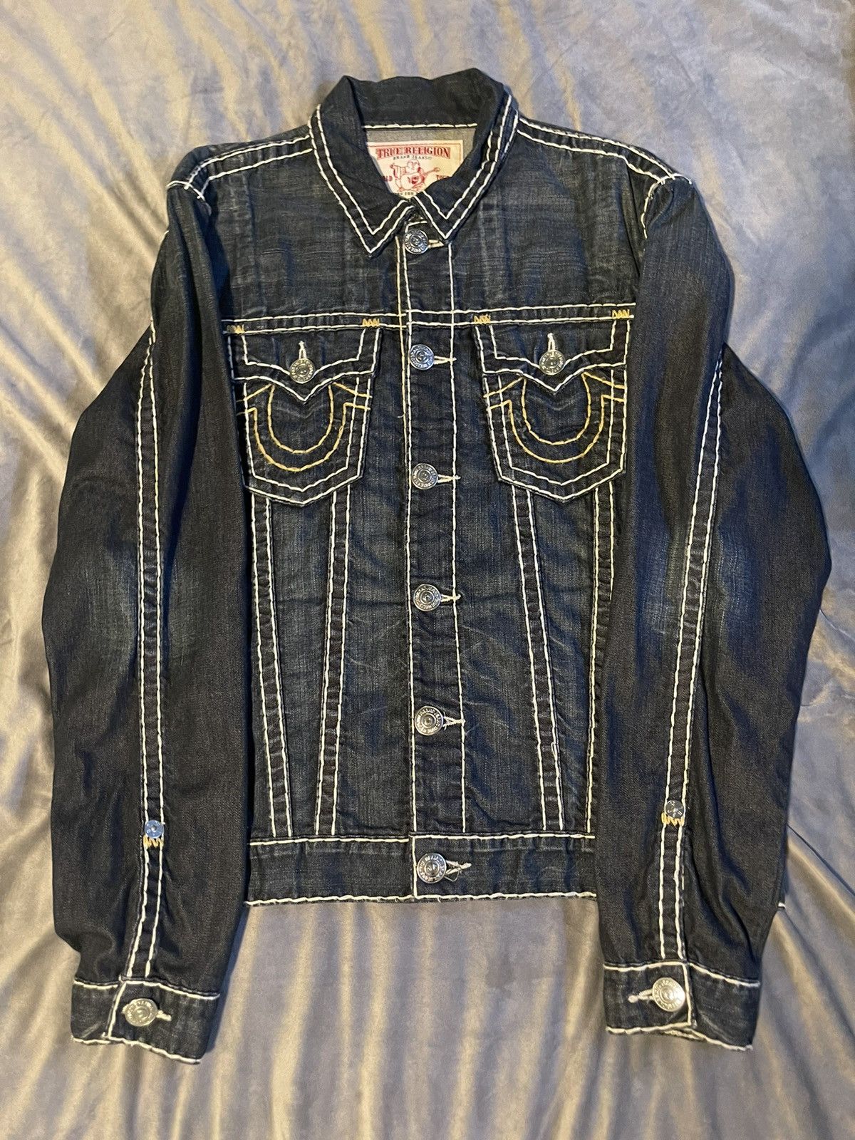 image of True Religion Trucker Jacket in Blue, Men's (Size 2XL)