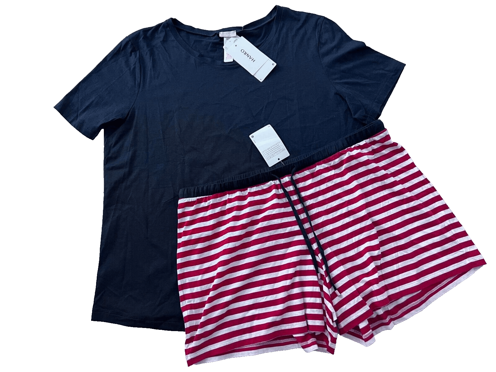 Hanro Hanro Laura Garnet Rings Tee & Stripe Shorts ( XL ) Size 24" / US 00 / IT 34 - 5 Thumbnail
