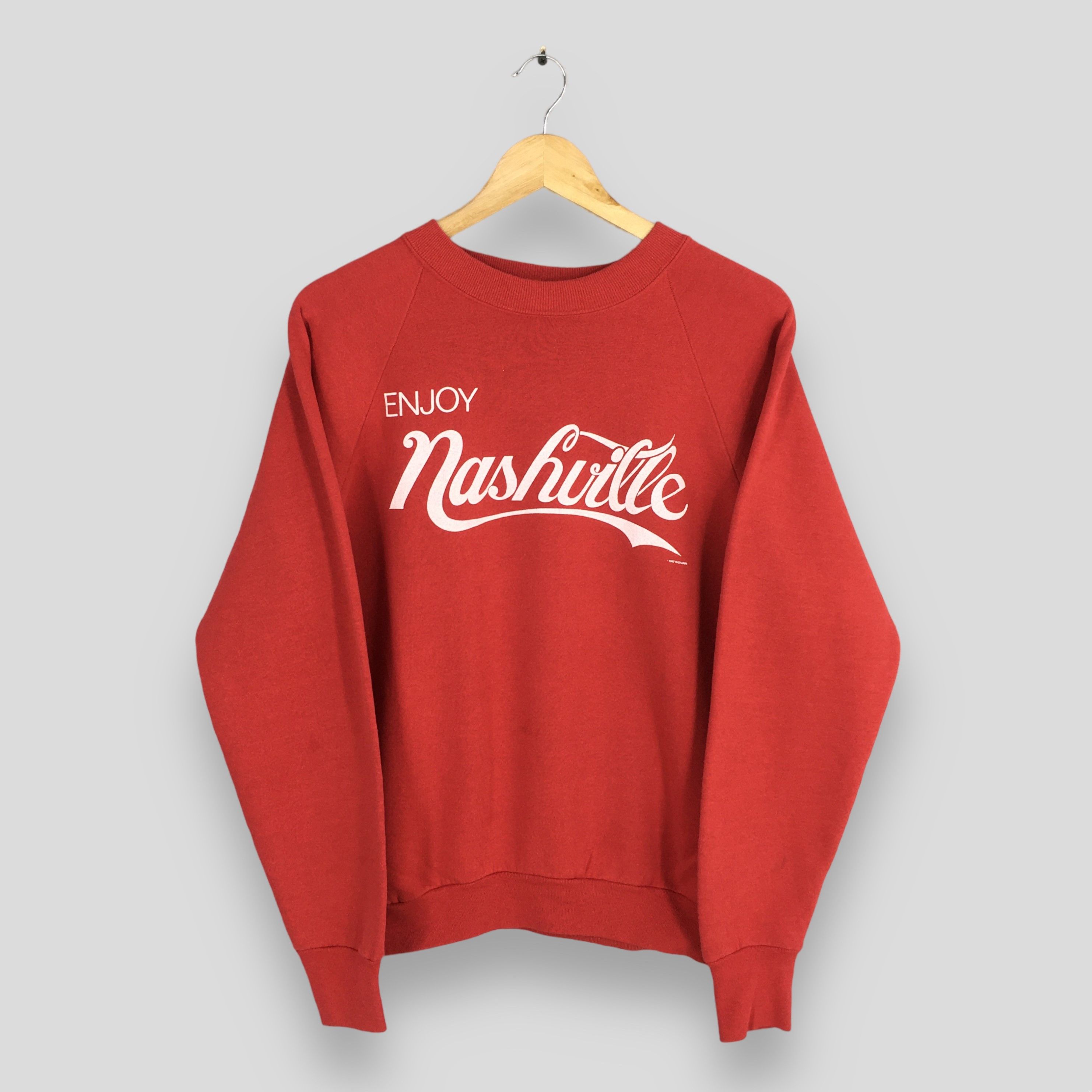 Fruit Of The Loom Vintage Enjoy Nashville Red Sweatshirt Large Size US L / EU 52-54 / 3 - 1 Thumbnail