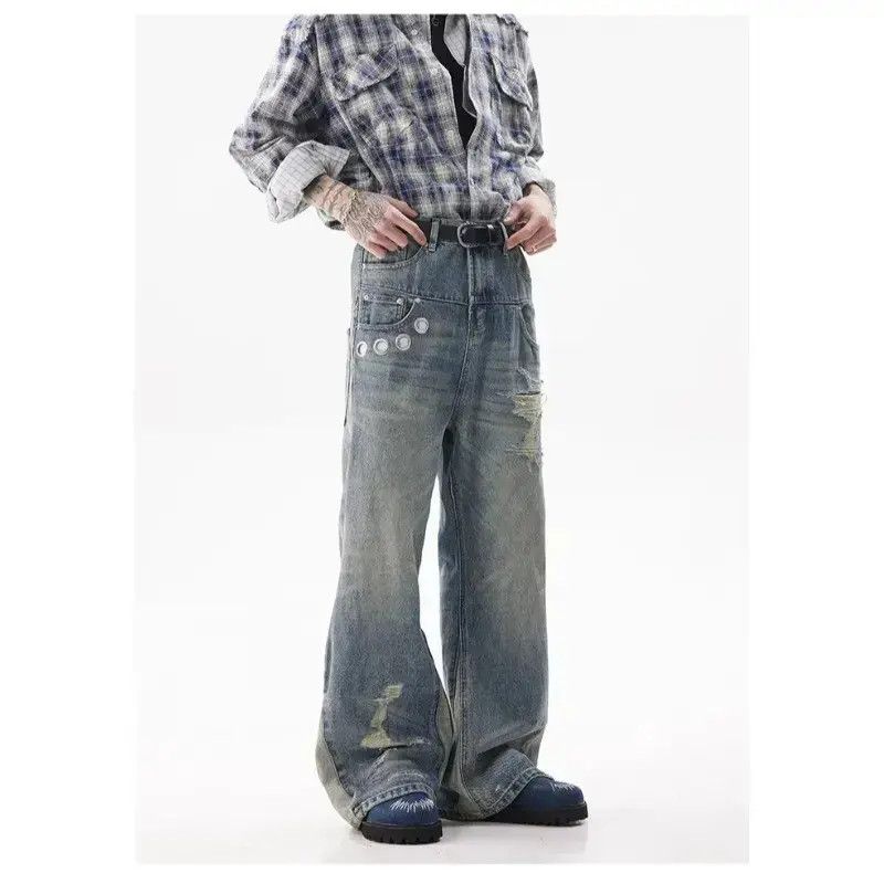 Japanese Brand Retro casual straight leg ripped jeans Size US 32 / EU 48 - 2 Thumbnail