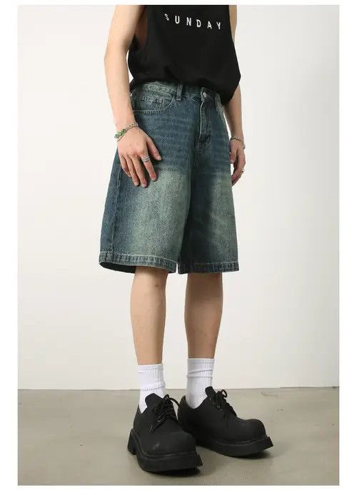 Japanese Brand × Jean Men's loose versatile casual distressed denim shorts Size US 32 / EU 48 - 3 Thumbnail
