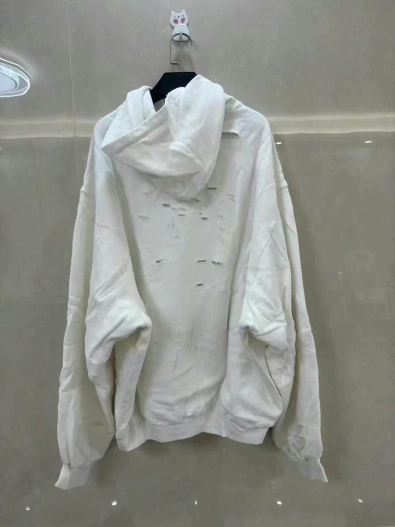 Balenciaga Balenciaga White Big Hole Letter Hoodie Size US S / EU 44-46 / 1 - 2 Thumbnail