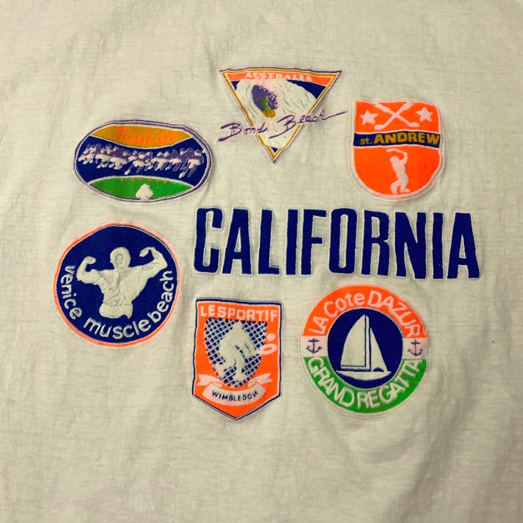 Vintage Vtg California Shirt Mens XL White Single Stitch Venice Muscle Beach Shirt Mens XL White California 90s Beach USA Mens Size US XL / EU 56 / 4 - 2 Thumbnail