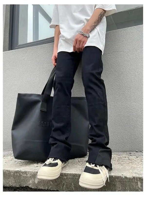 Japanese Brand × Vintage Y2K Black Flared Baggy Leg Jeans Size US 31 - 2 Thumbnail