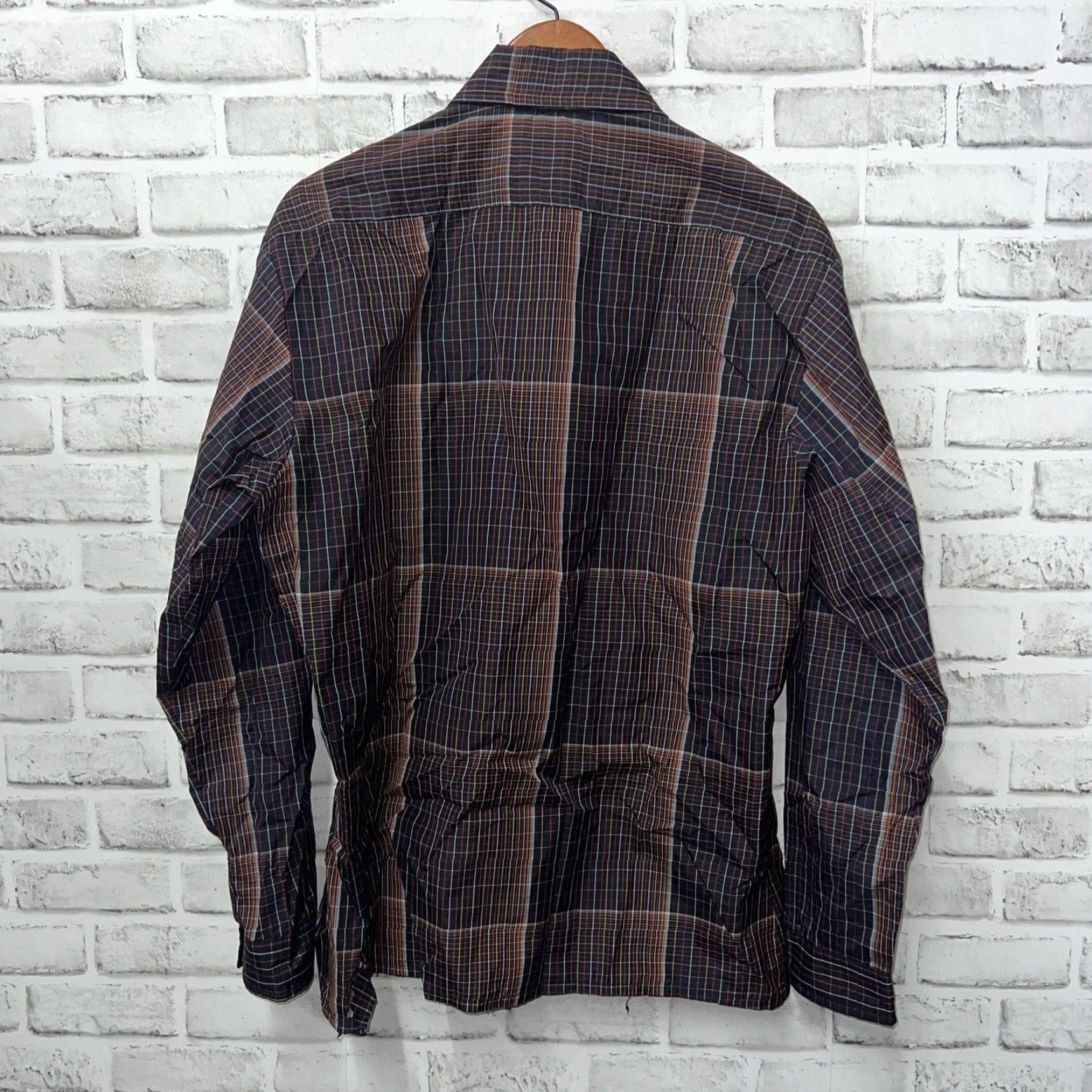 Obermeyer VINTAGE Obermeyer Men's Plaid Nylon Button-Up Shirt Long Sleeve Size L Purple Size US L / EU 52-54 / 3 - 5 Thumbnail