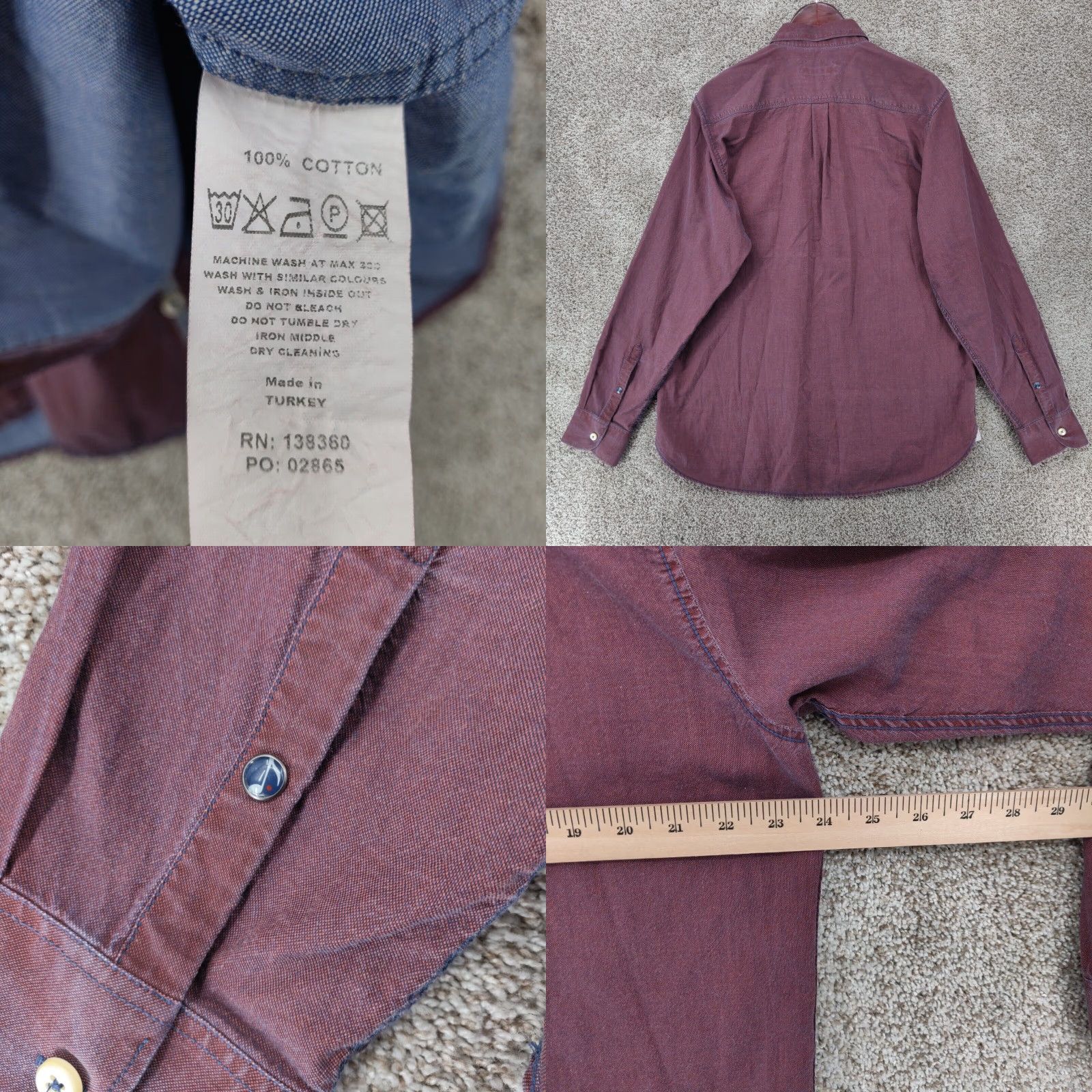 Vintage VINTAGE 32 Bar Blues Shirt Mens L Maroon Red Long Sleeve Button Pocket Casual Size US L / EU 52-54 / 3 - 8 Thumbnail
