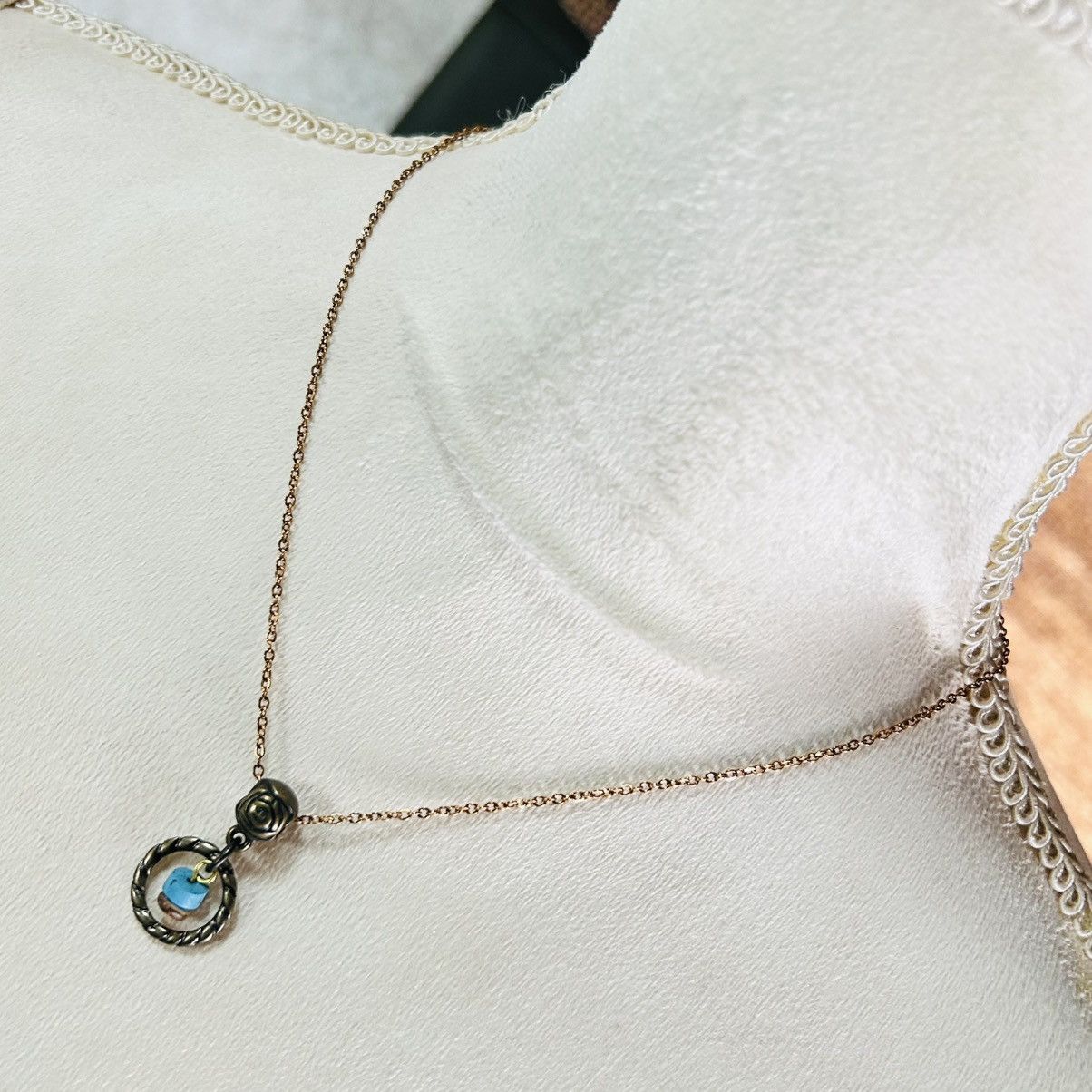 Handmade Handcrafted brass simulated turquoise pendant necklace Size ONE SIZE - 1 Thumbnail