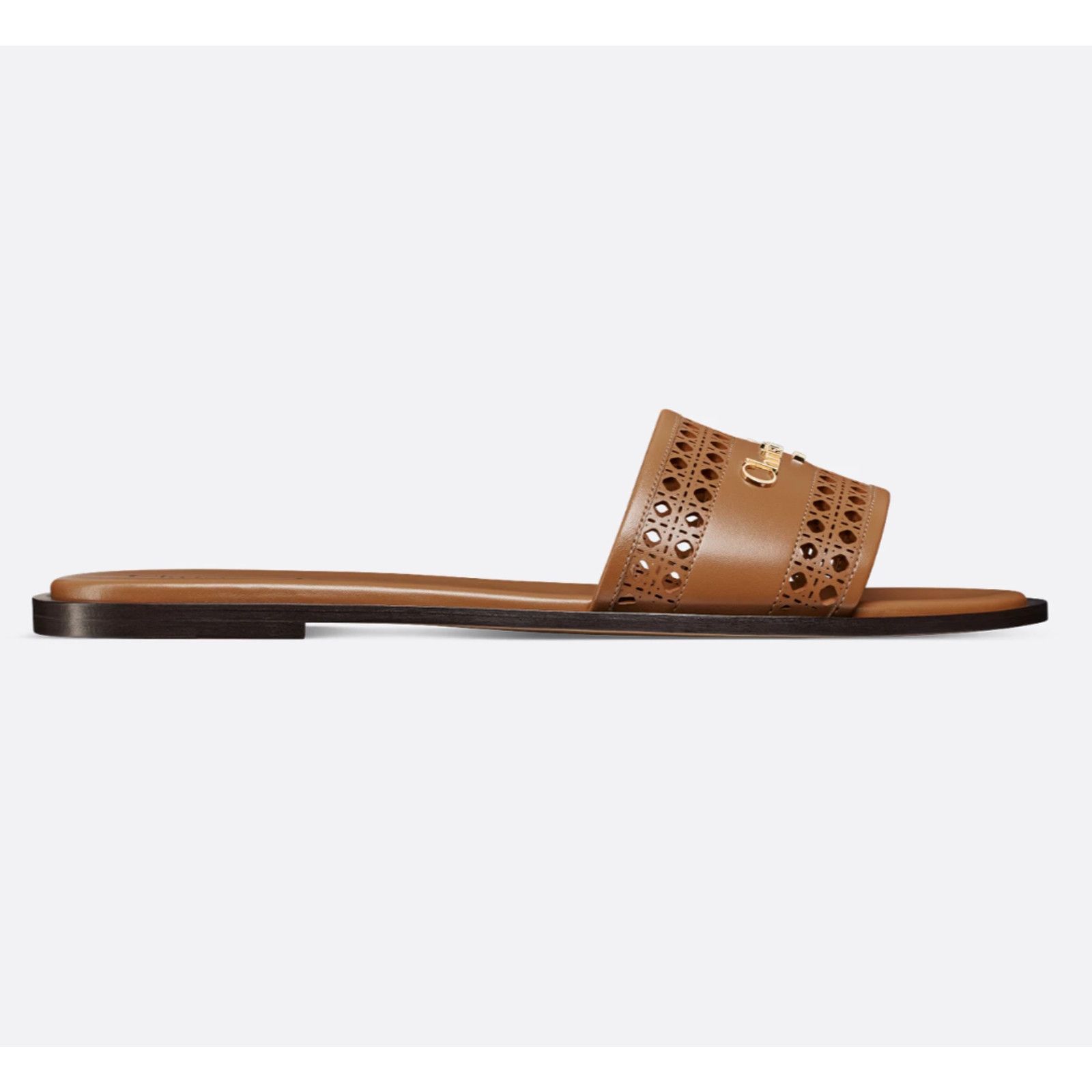 Dior Dior D-Lane Dway Micro Cannage Chestnut Leather Slide 37 Size US 7 / IT 37 - 3 Thumbnail