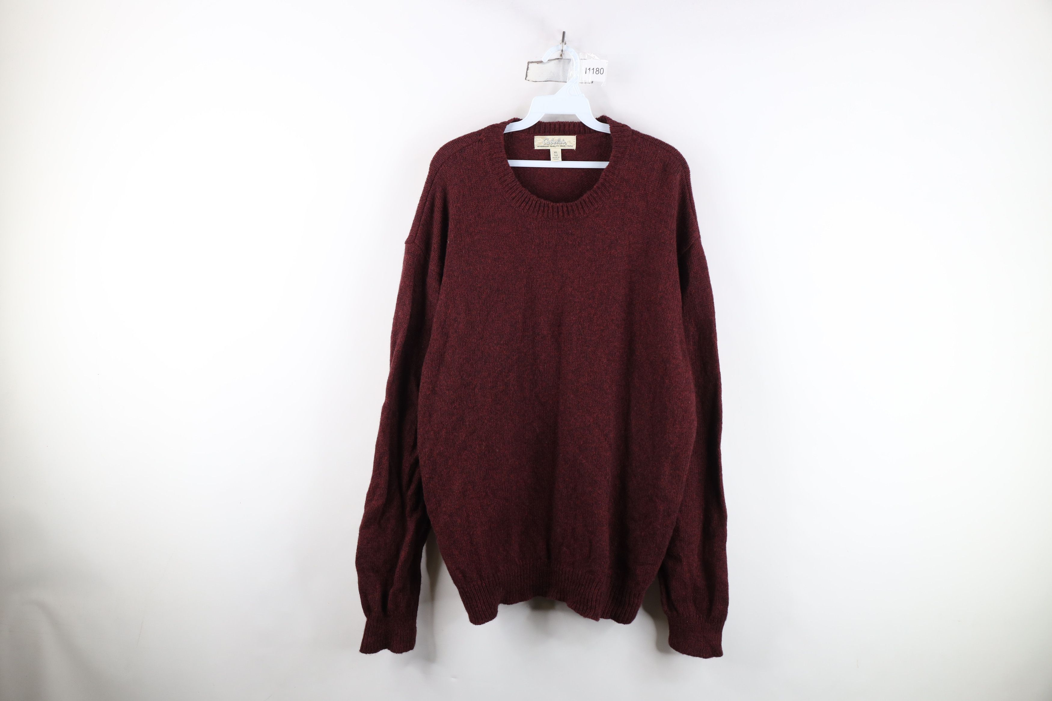 Cabelas Vintage Cabelas Blank Wool Knit Crewneck Sweater Heather Red Size US XL / EU 56 / 4 - 1 Thumbnail