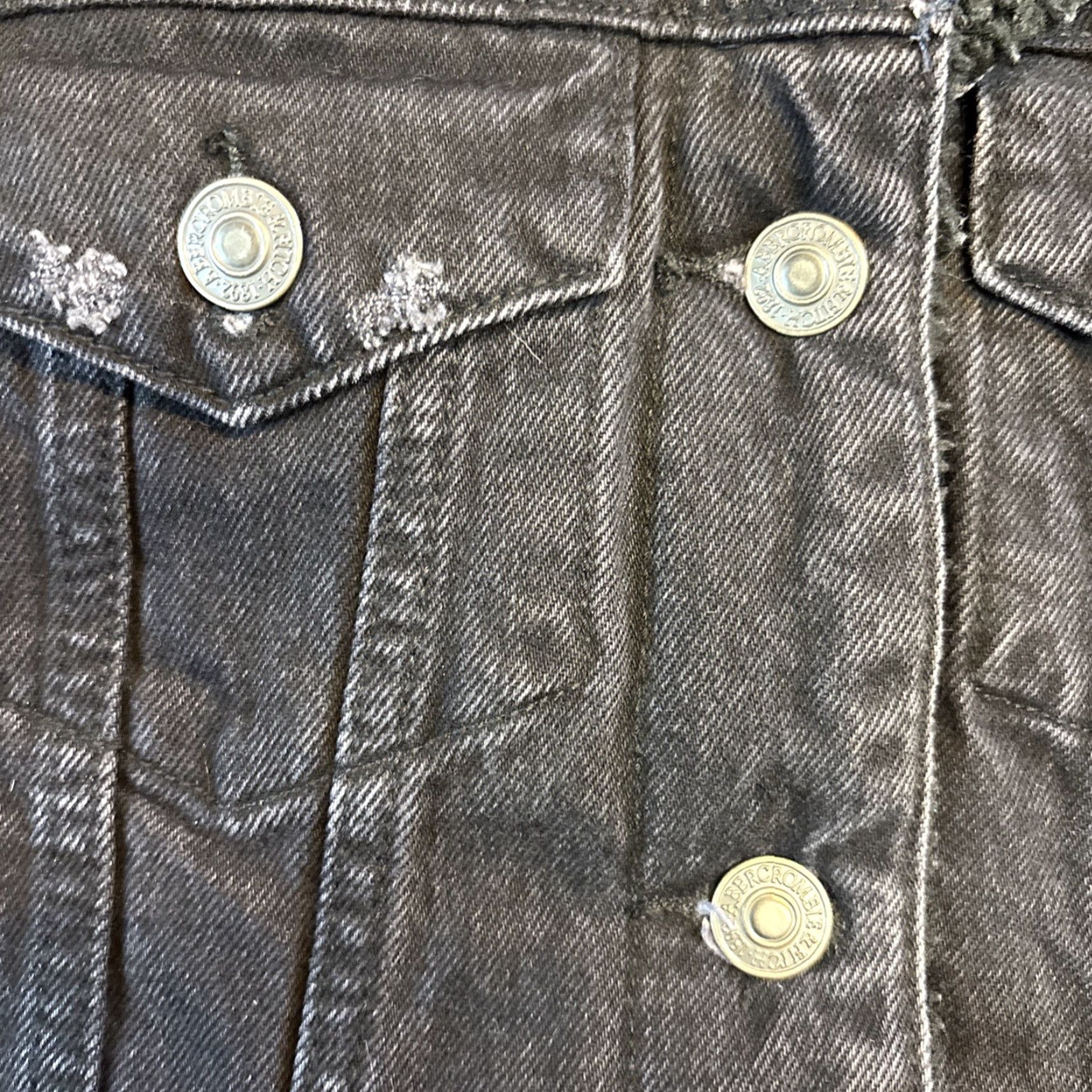 Abercrombie & Fitch VINTAGE Abercrombie & Fitch Black Denim Cropped Fur Sherpa Collar Jacket Coat Womens S Size S / US 4 / IT 40 - 4 Thumbnail