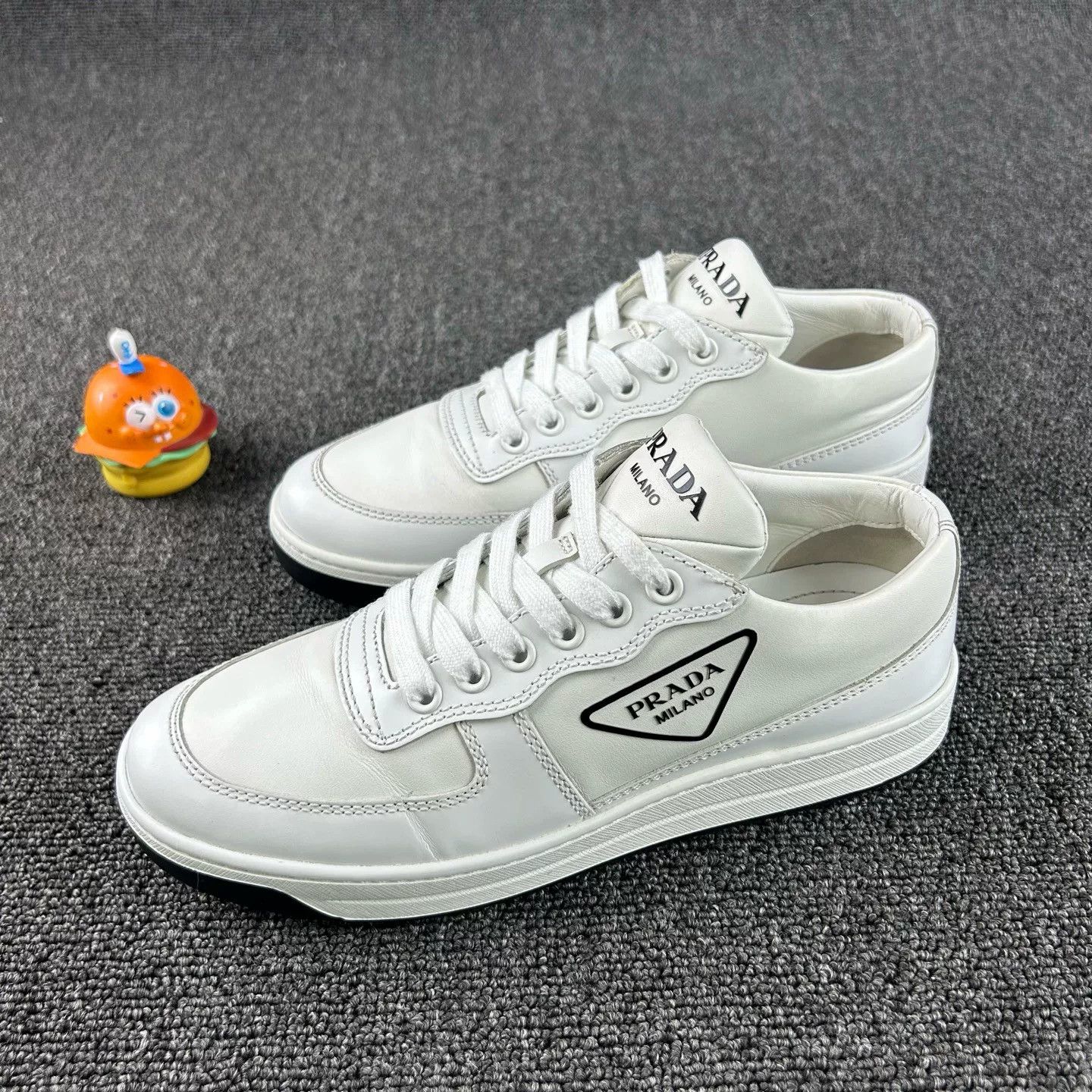 Prada Prada Black White Triangle Logo Sneakers Size US 5.5 / IT 35.5 - 1 Thumbnail