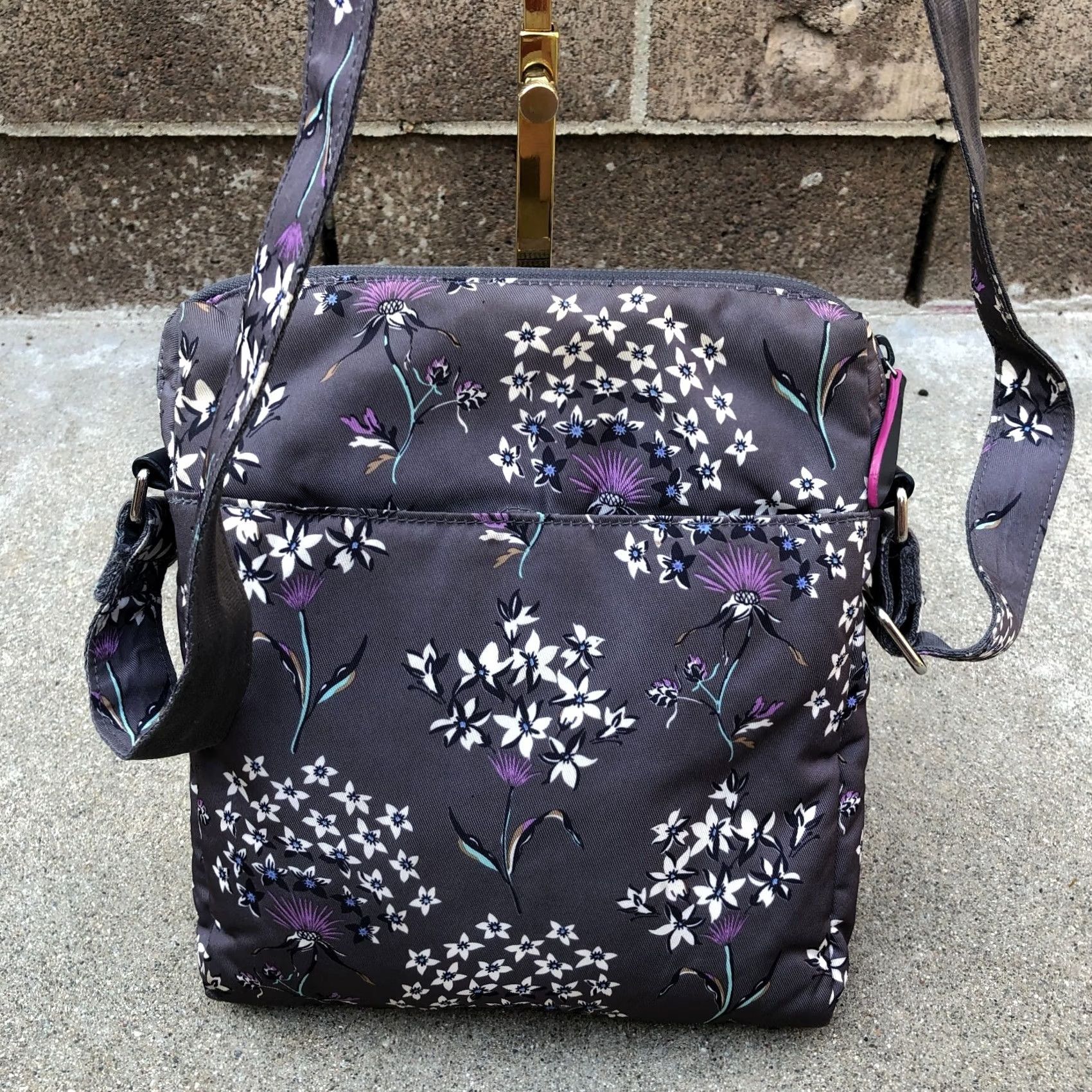 Vera Bradley VERA BRADLEY Floral Crossbody Purse Purple Shoulder Bag Women's Zipper Bag Crossbody Purse Purple Pattern Floral 11" W x 10" H Medium Violet Womens Size ONE SIZE - 2 Thumbnail