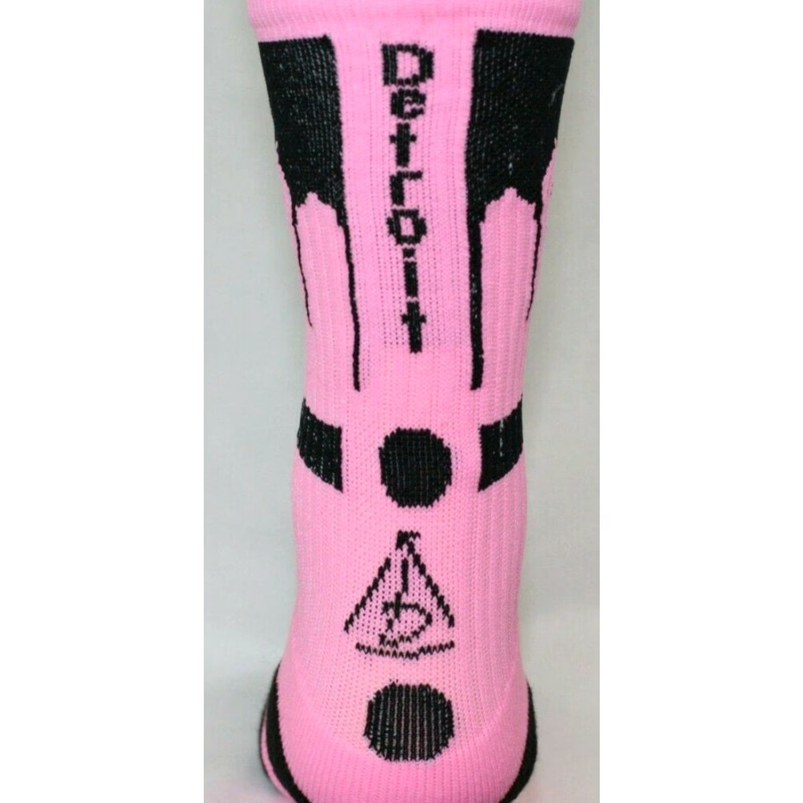 Pinko Rep It City Detroit Pink Black CoolMax Basketball Socks Mens Sock M/L Size ONE SIZE - 2 Thumbnail