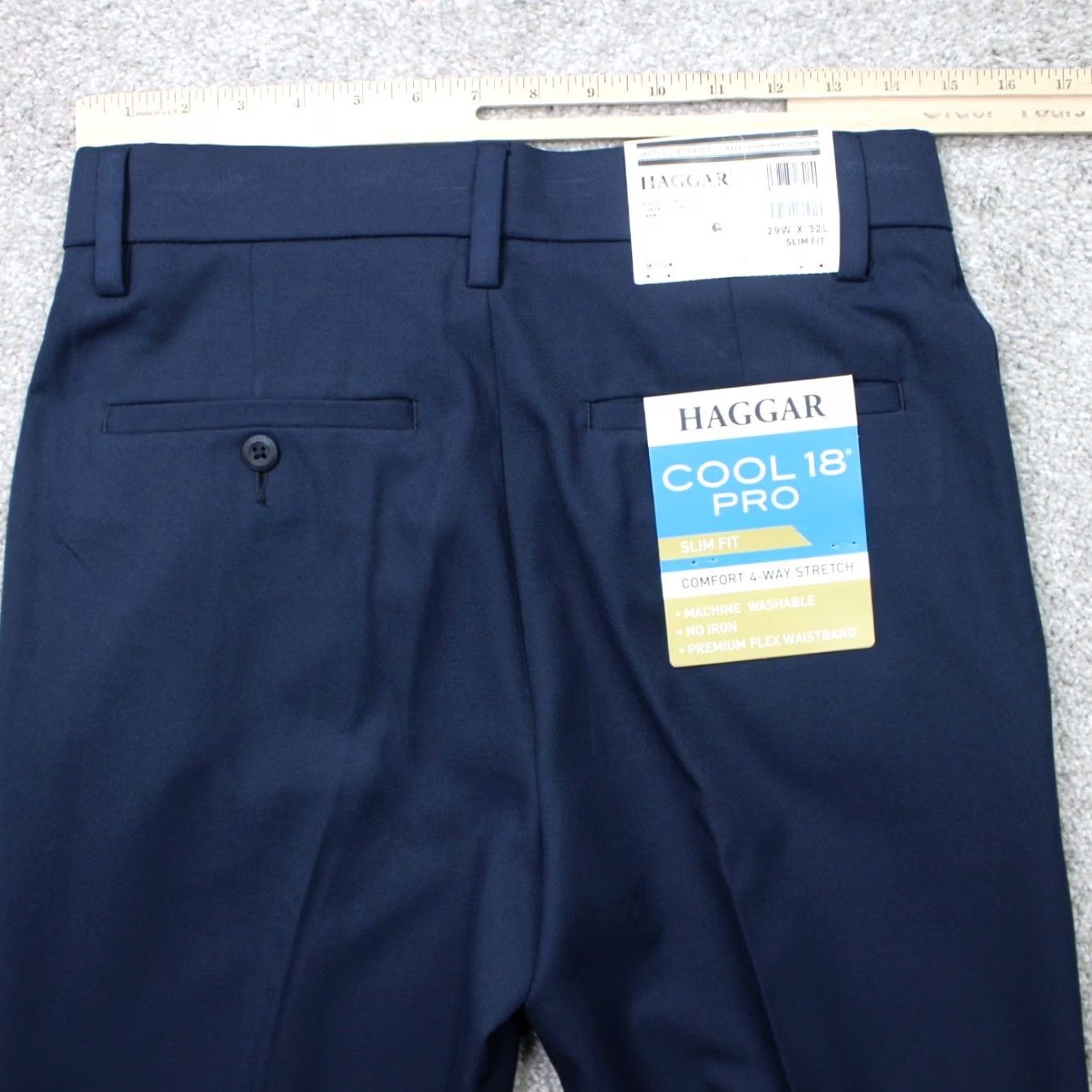 Haggar Haggar Slim Dress Pants NWT Men's 29 x 32 Blue 4 Way Stretch Flat Front 18 Pro Cool Size US 29 - 7 Thumbnail