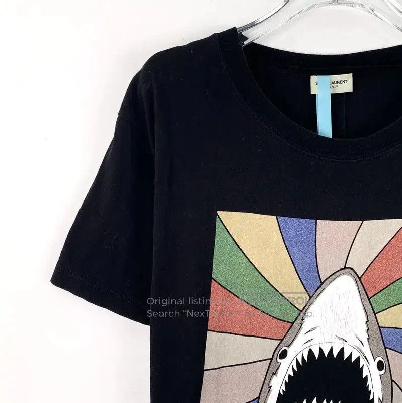 Yves Saint Laurent YSL Black Cotton Tee with Graphic Print . Size L / US 10 / IT 46 - 2 Thumbnail