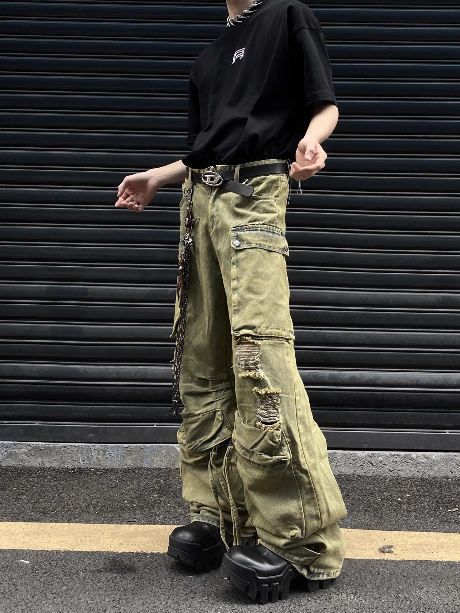 Japanese Brand Hip hop ripped wide leg jeans Size US 32 / EU 48 - 5 Thumbnail