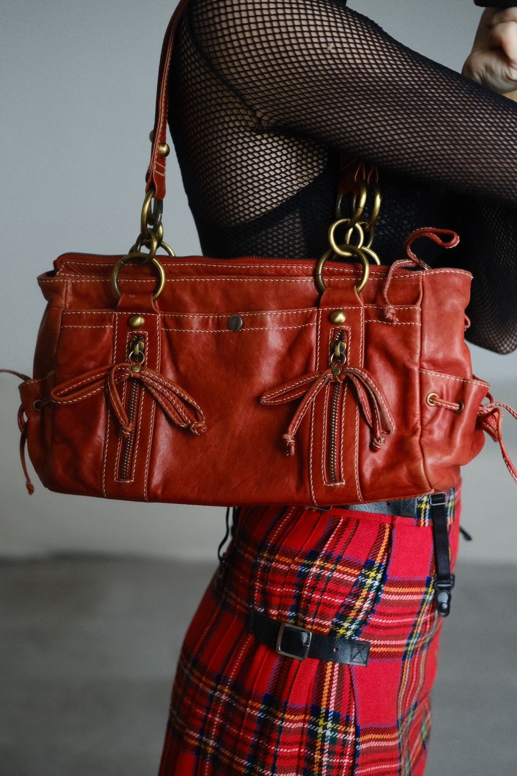 Vintage Red leather y2k grunge bag Size ONE SIZE - 3 Thumbnail