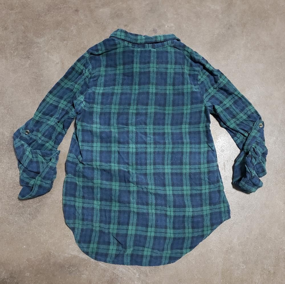 Designer Navy Green Socialite Button Down Flannel Size S / US 4 / IT 40 - 2 Thumbnail