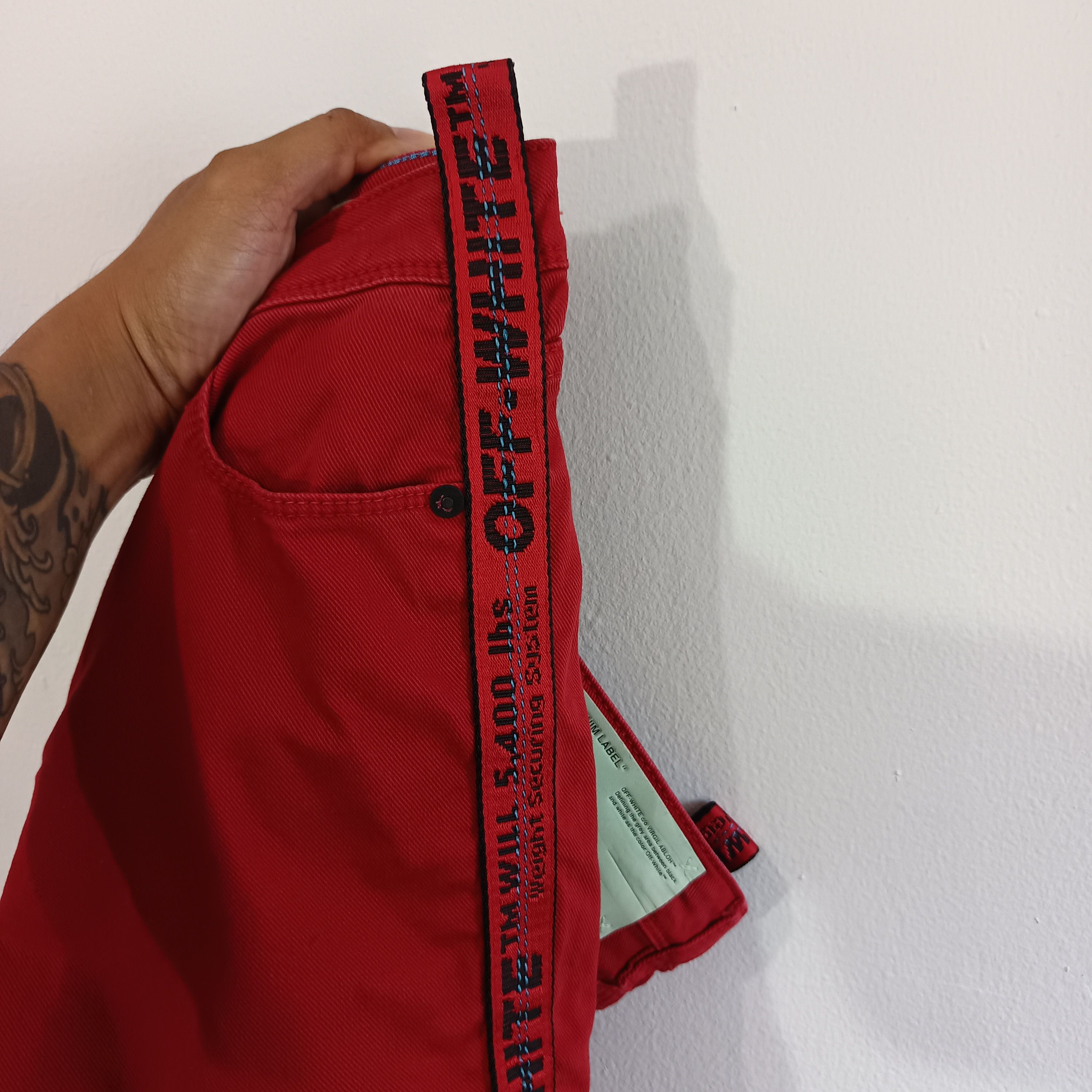 Off-White OFF WHITE DENIM LABEL PANTS Size 27" / US 4 / IT 40 - 4 Thumbnail