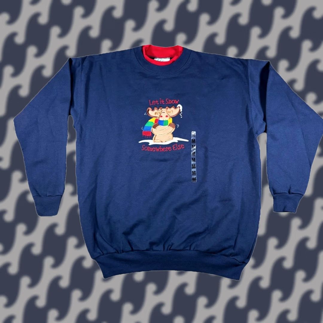 Vintage VINTAGE MC Energy Navy Blue Let It Snow Pullover Sweatshirt Womens Size Medium Size M / US 6-8 / IT 42-44 - 1 Thumbnail