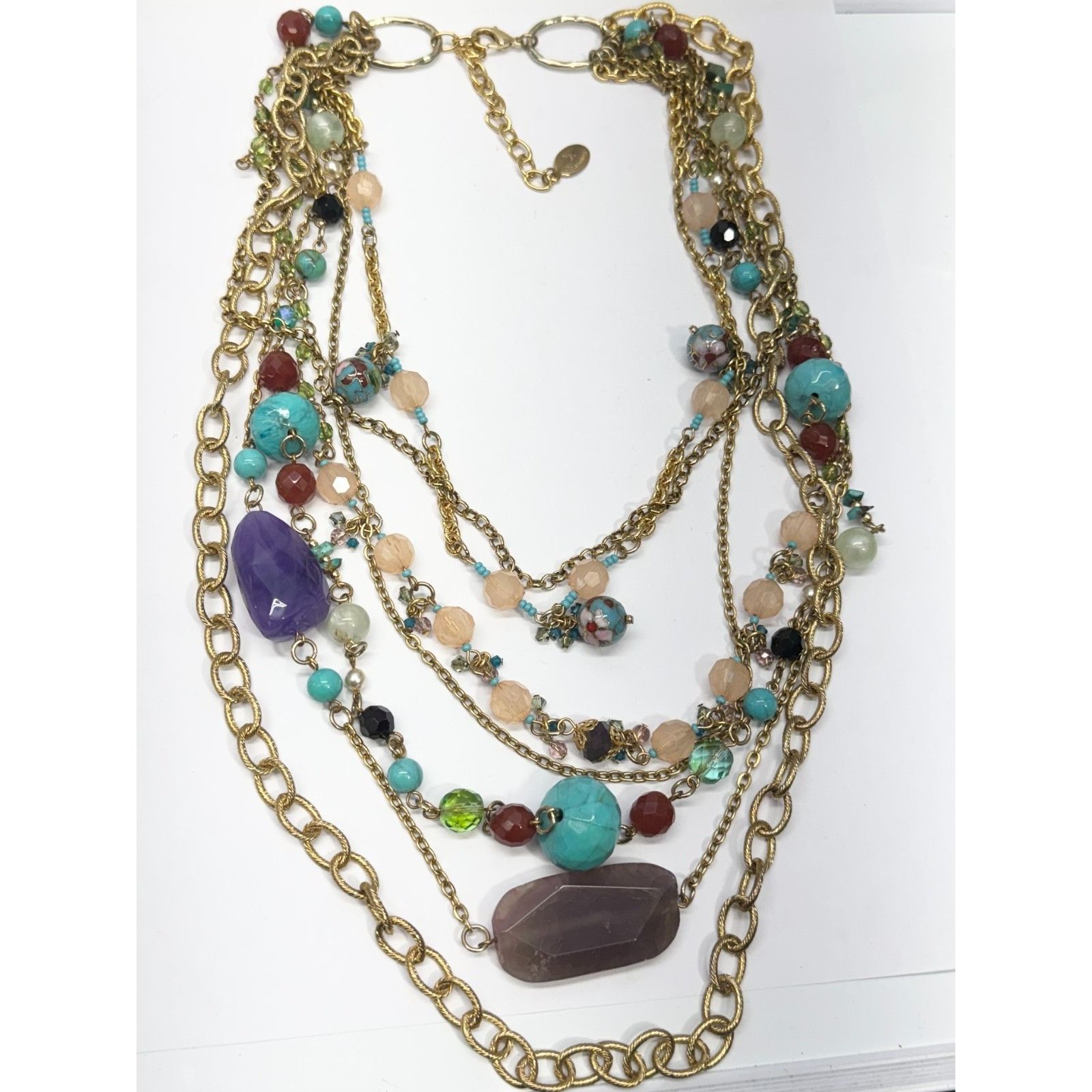 Vintage Vintage Crystal cloisonné beaded multi strand chain necklace Size ONE SIZE - 3 Thumbnail