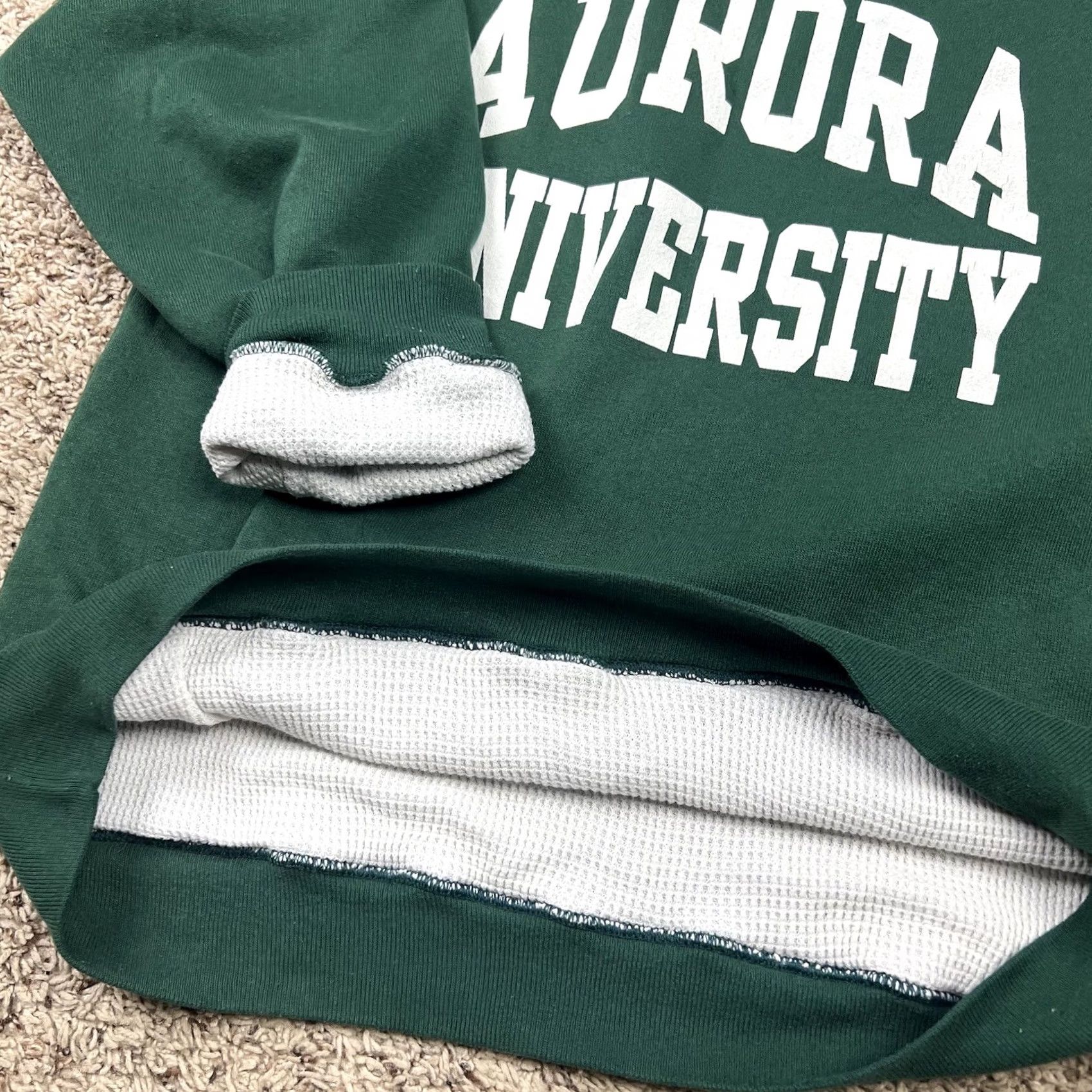 Vintage VINTAGE Aurora University Sweatshirt Crewneck Adult M Green 90s Lined Pullover Shirt Mens Size US M / EU 48-50 / 2 - 4 Thumbnail