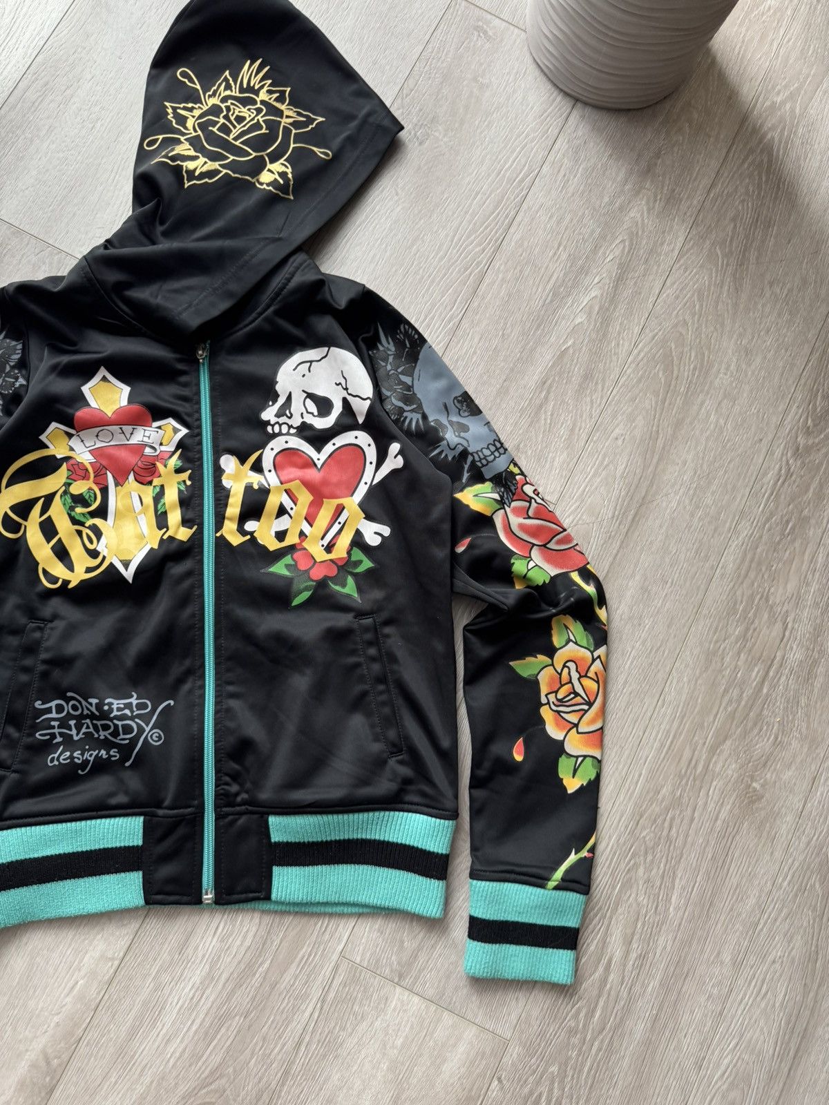 Christian Audigier × Ed Hardy Y2K Vintage Ed Hardy Zip Up Hoodie Logo Streetwear Rare VTg Size S / US 4 / IT 40 - 3 Thumbnail