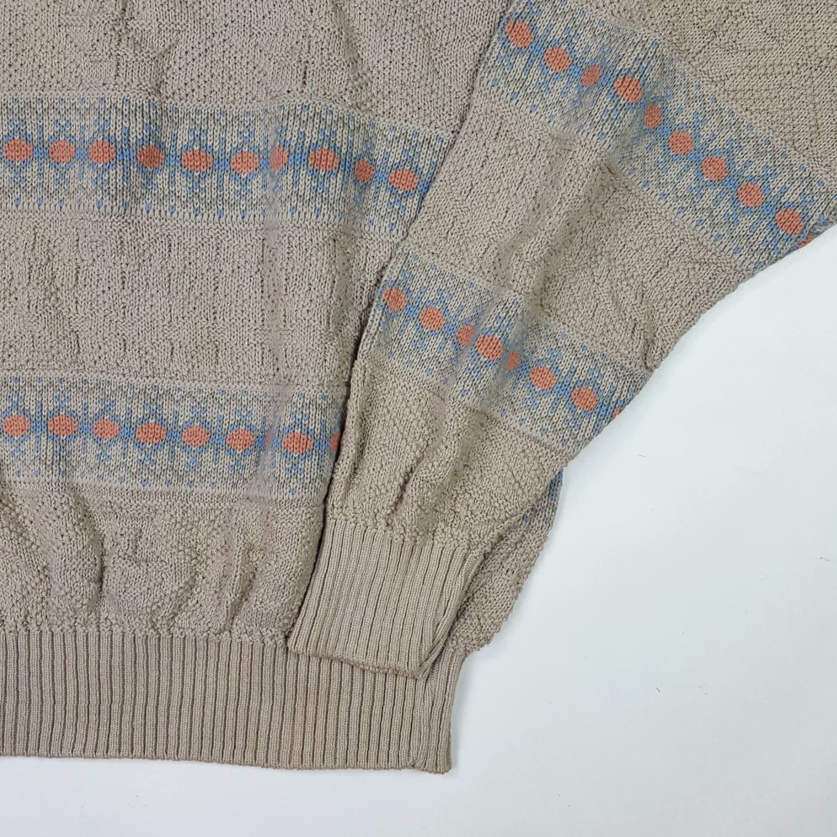 Vintage VINTAGE American Hero Geometric Men's Size M Beige Knit Pullover Sweater Size US M / EU 48-50 / 2 - 4 Thumbnail