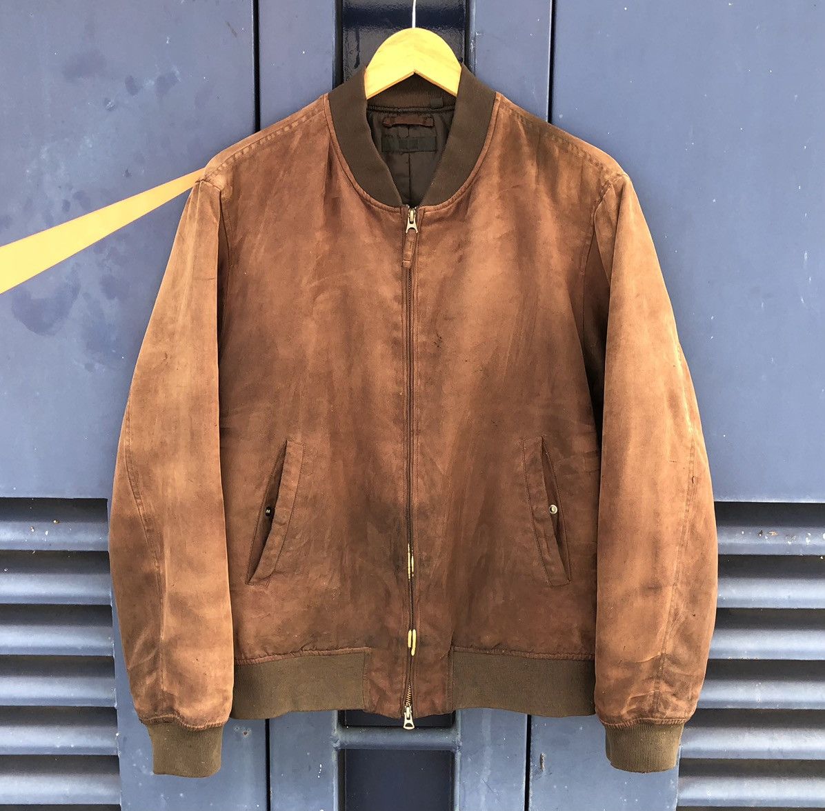 Vintage Vintage Sun Faded Suede Bomber Jacket by Uniqlo Size US L / EU 52-54 / 3 - 3 Thumbnail