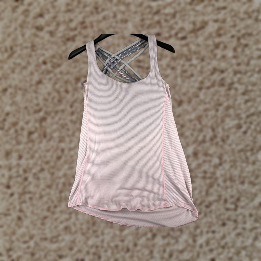 Lululemon Lululemon Shirt Women 6 Pink Tank Sleeveless Built In Bra Stripe Casual Sleeveless Shirt Womens Pink 6 Size M / US 6-8 / IT 42-44 - 1 Thumbnail