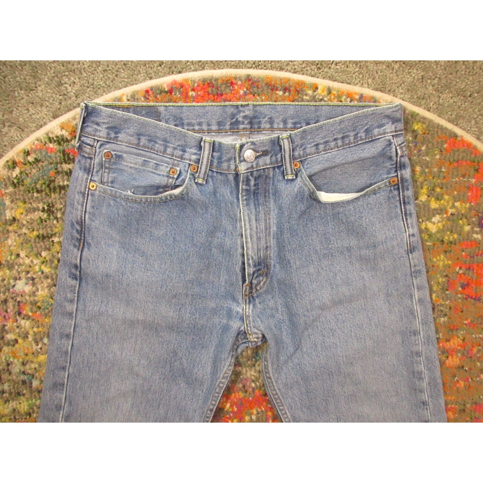 Levi's VINTAGE Levis 505 Jeans 34x34 Medium Wash Blue Denim Regular Fit Straight Leg Mens Regular 34 Blue Size US 34 / EU 50 - 3 Thumbnail