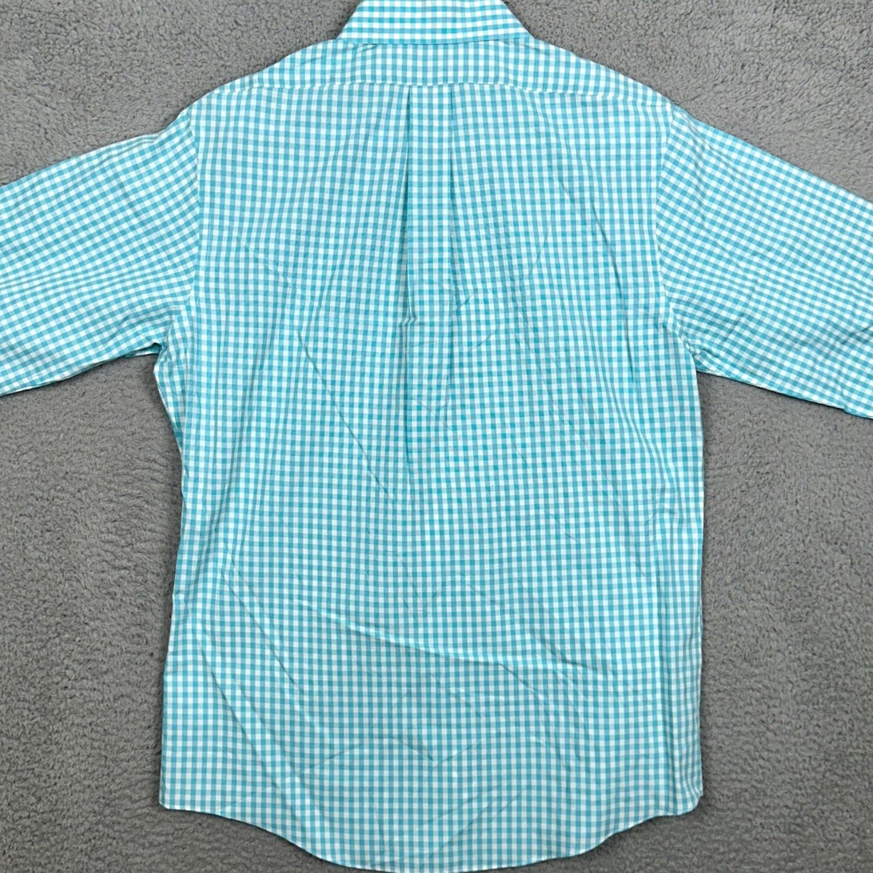 Brooks Brothers Brooks Brothers Dress Shirt Men 15.5-33 Supima Cotton Gingham Classic Fit Non-Iron 100% Blue Teal Check EUC Size 42R - 3 Thumbnail