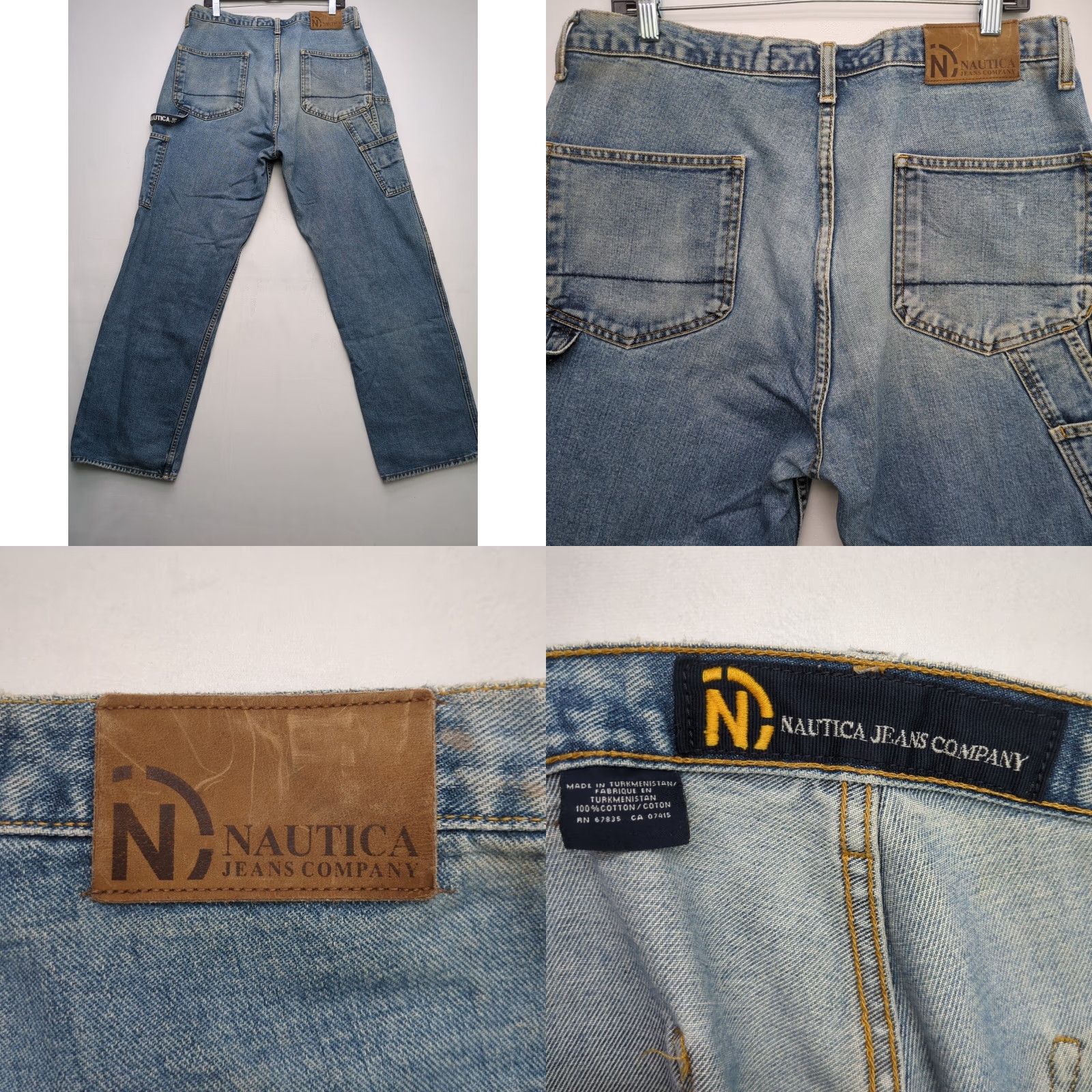 Nautica VINTAGE Nautica Jeans Mens 34x34 Denim Blue Distressed Carpenter Jeans Wide-Leg 90s Nautical Logo Mens Size US 34 / EU 50 - 9 Thumbnail