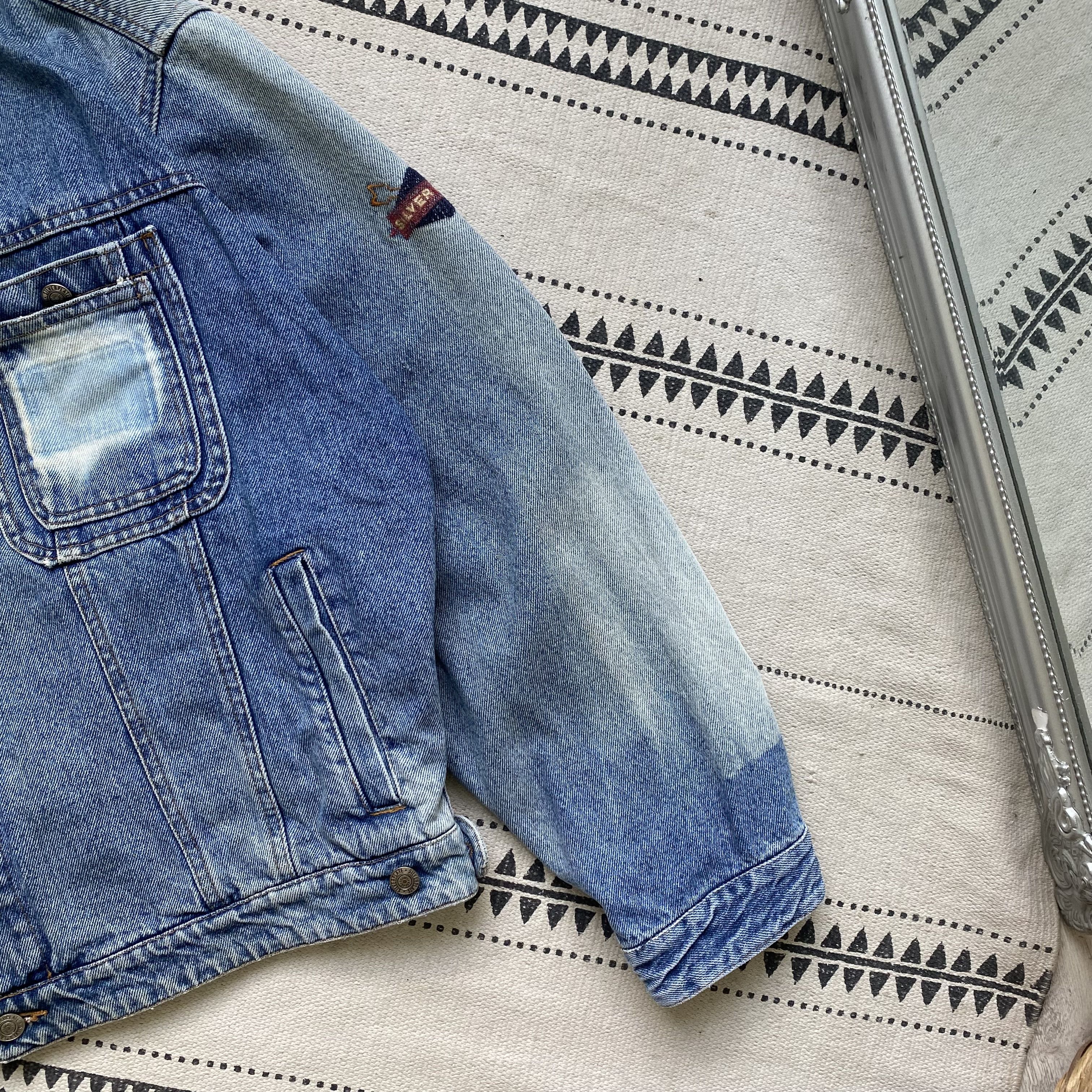 Wrangler Vintage 80s Racing Denim jacket Faded Distressed Wrangler Size US XL / EU 56 / 4 - 4 Thumbnail