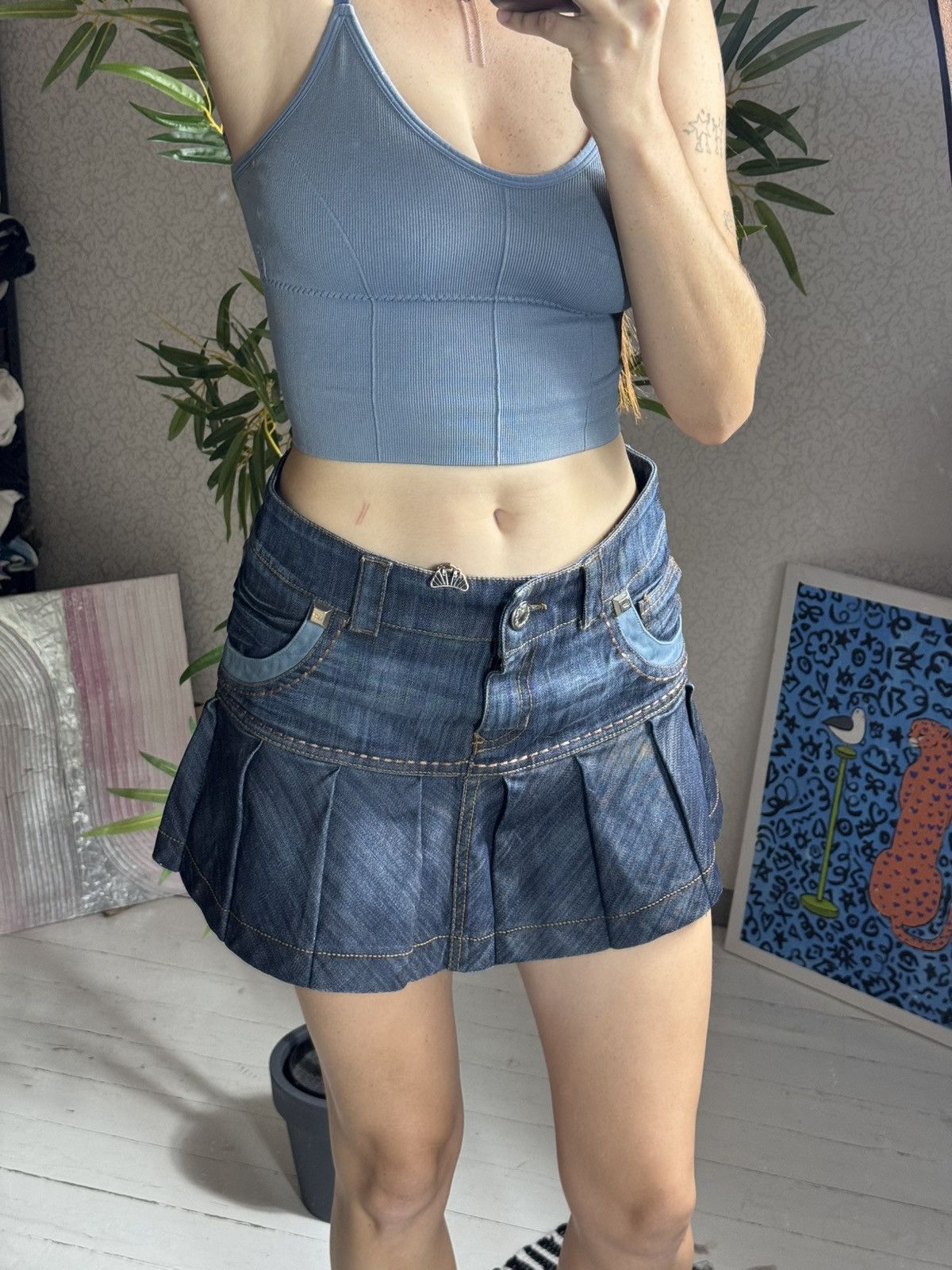 Other VINTAGE BLU BUBLOS PLEATED MINI DENIM SKIRT Size 27" / US 4 / IT 40 - 1 Thumbnail