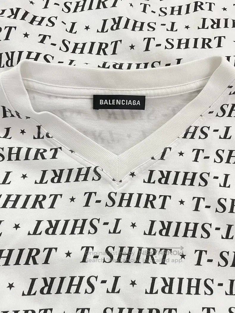Balenciaga Balenciaga V-Neck White Letter Printed T-Shirt Size US XXS / EU 40 - 3 Thumbnail