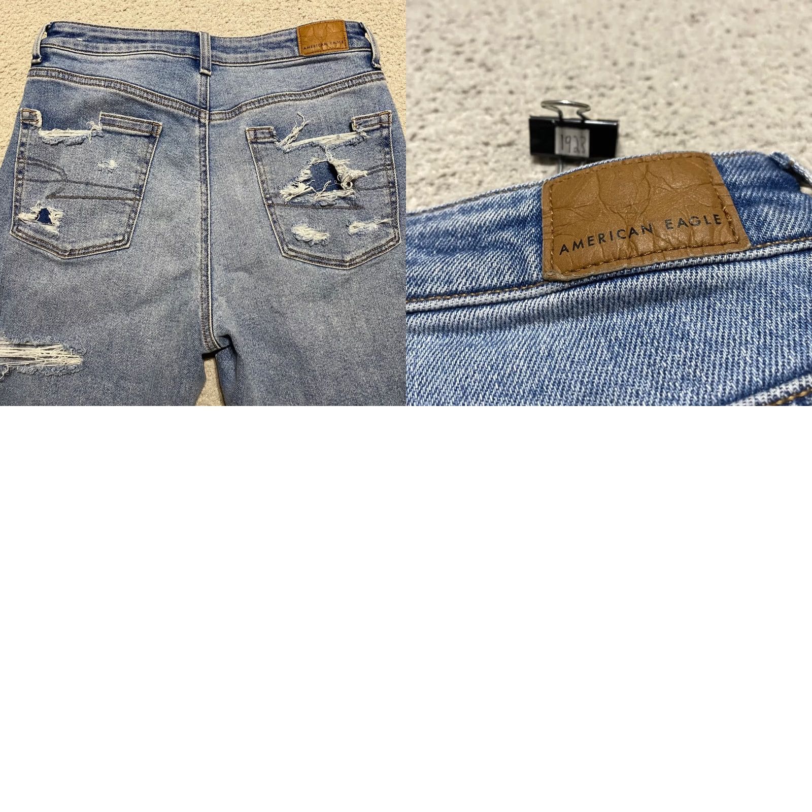 American Eagle Outfitters American Eagle Outfitters Mom Jeans Womens 6 Blue Denim Medium Wash Distressed High Rise 90s Women Jeans Size 28" / US 6 / IT 42 - 9 Thumbnail