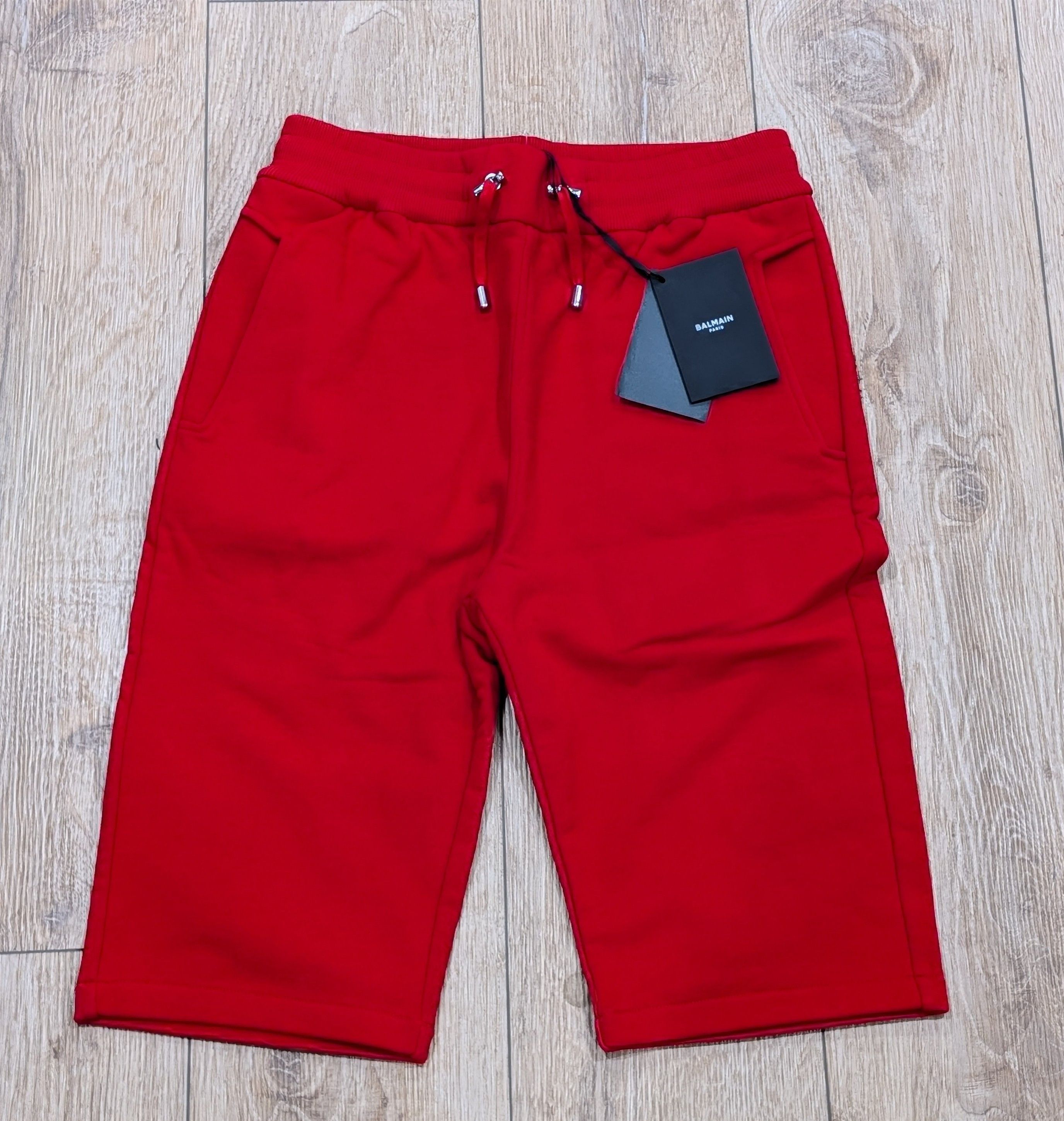 Balmain Balmain Cotton Flocked Logo Sweat Shorts Red Small Size US 30 / EU 46 - 1 Thumbnail