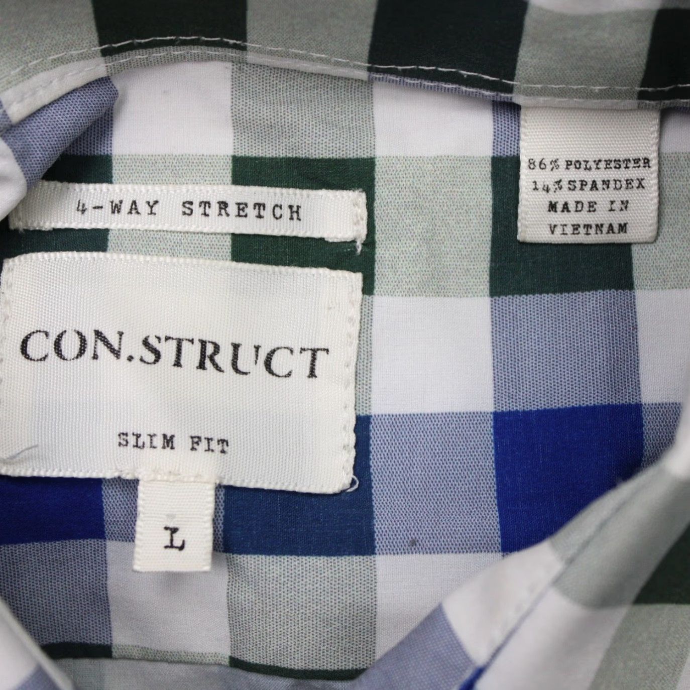 Vintage Construct Shirt Men Large Green Blue Slim Fit 4 Way Stretch Long Sleeve Button Up Shirt Size US L / EU 52-54 / 3 - 6 Thumbnail