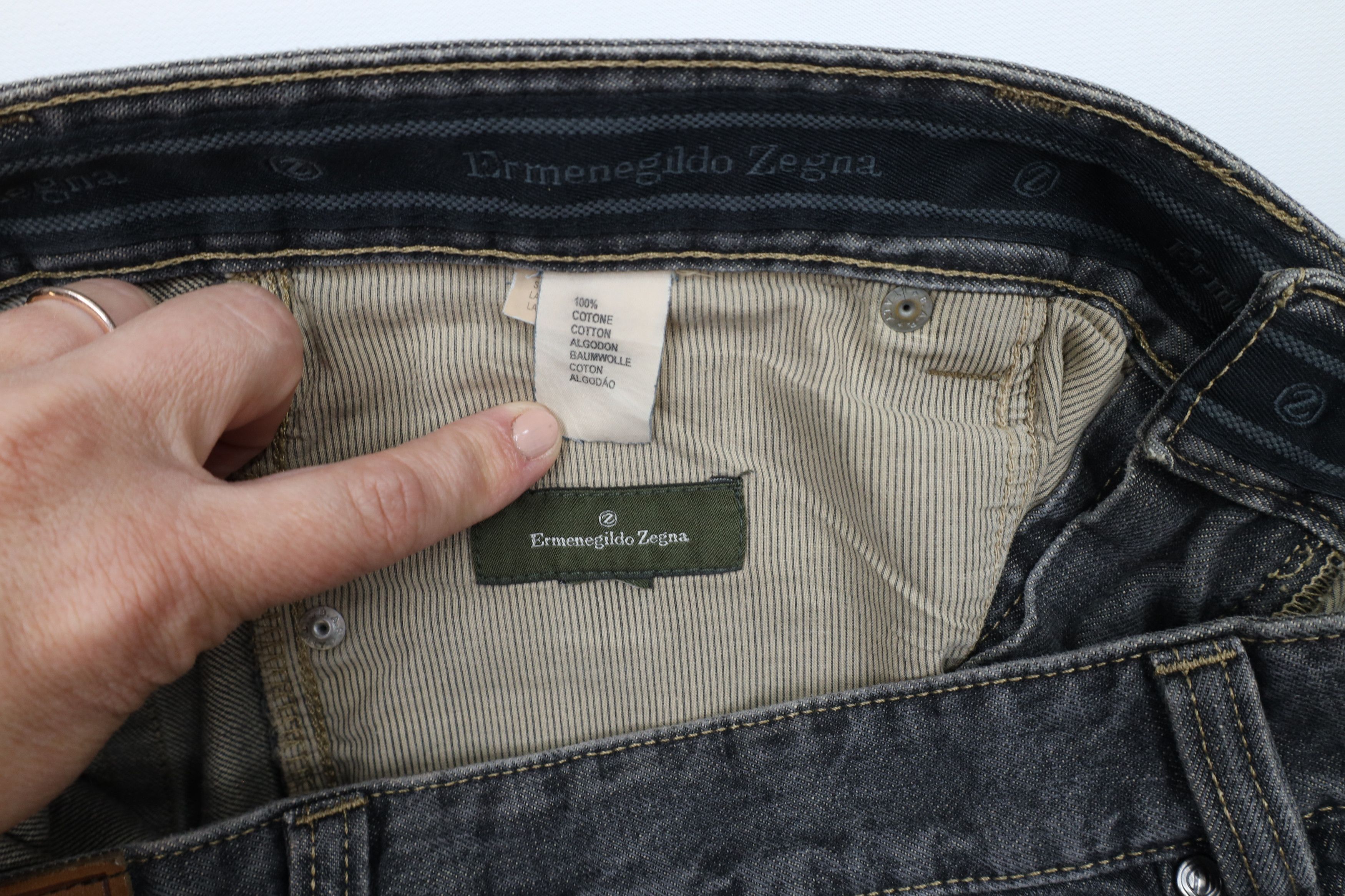 Ermenegildo Zegna × Vintage Vintage Ermenegildo Zegna Leg Denim Jeans Black Cotton Size US 38 / EU 54 - 8 Thumbnail